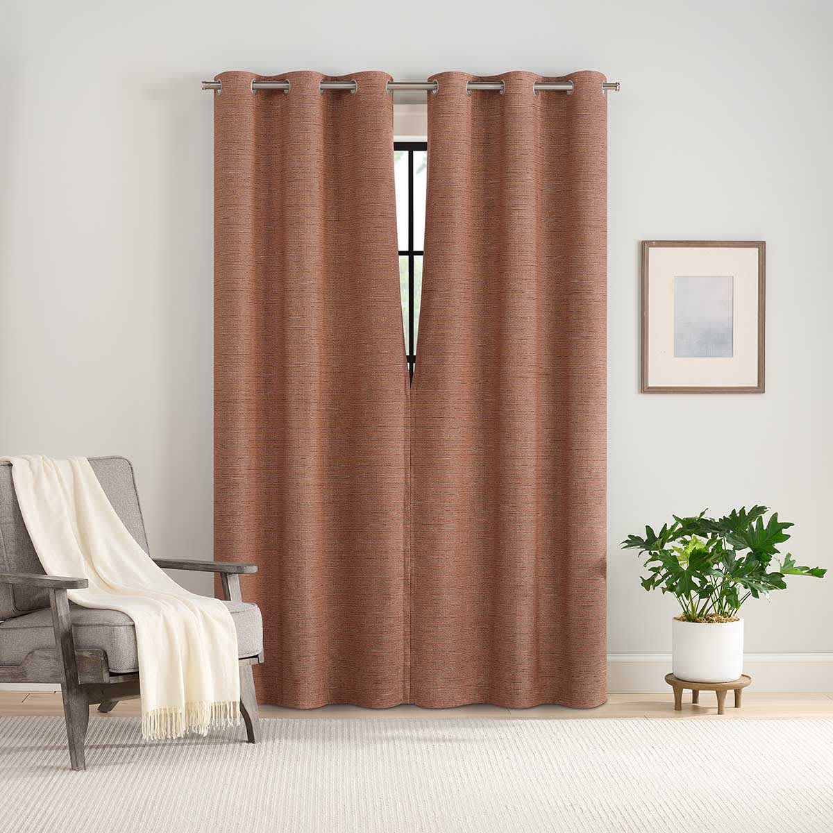 2-Pack Eclipse Nate Spice Magnetic Closure Blackout Curtain Panel Set, 84"