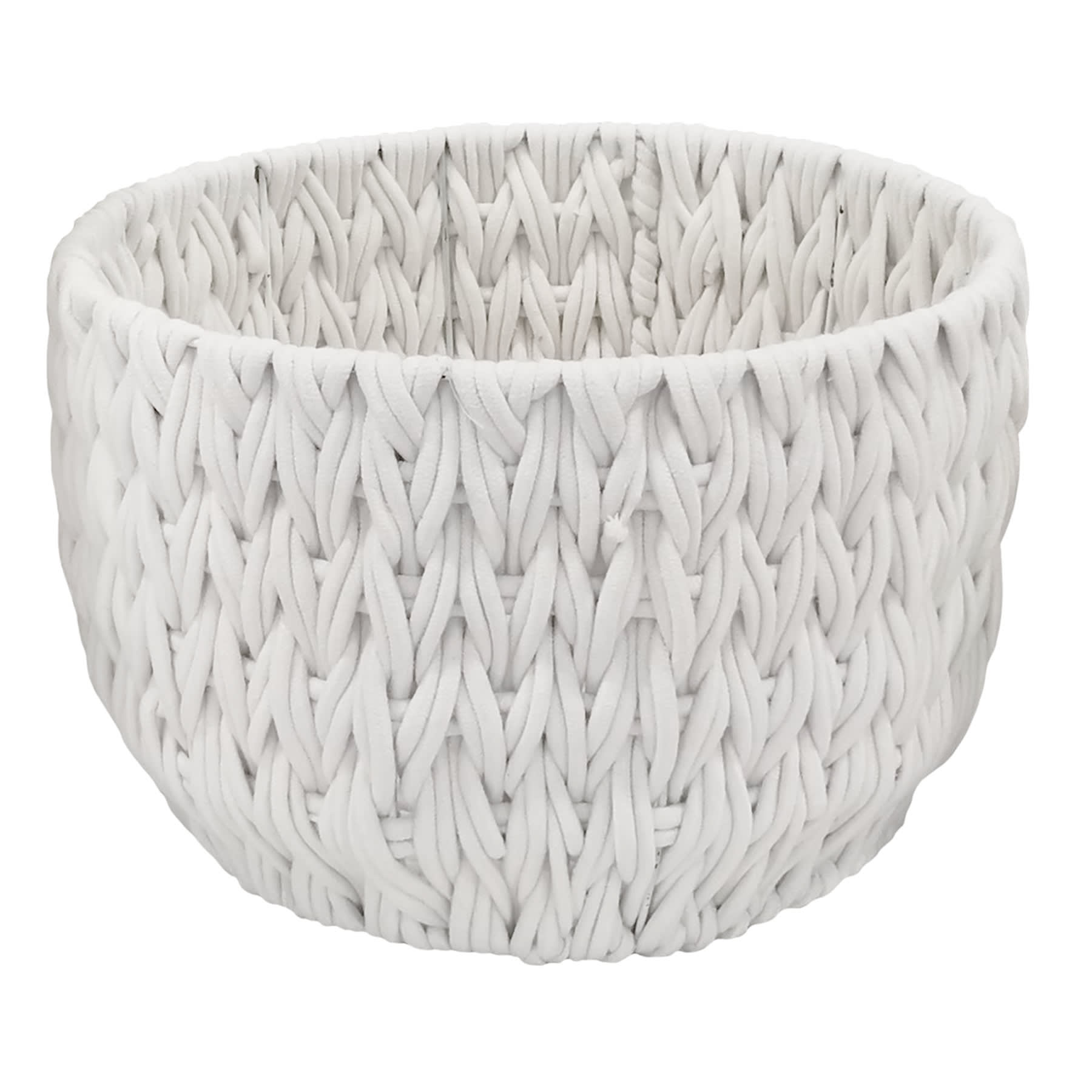 Chunky White Round Fabric Storage Basket, Large