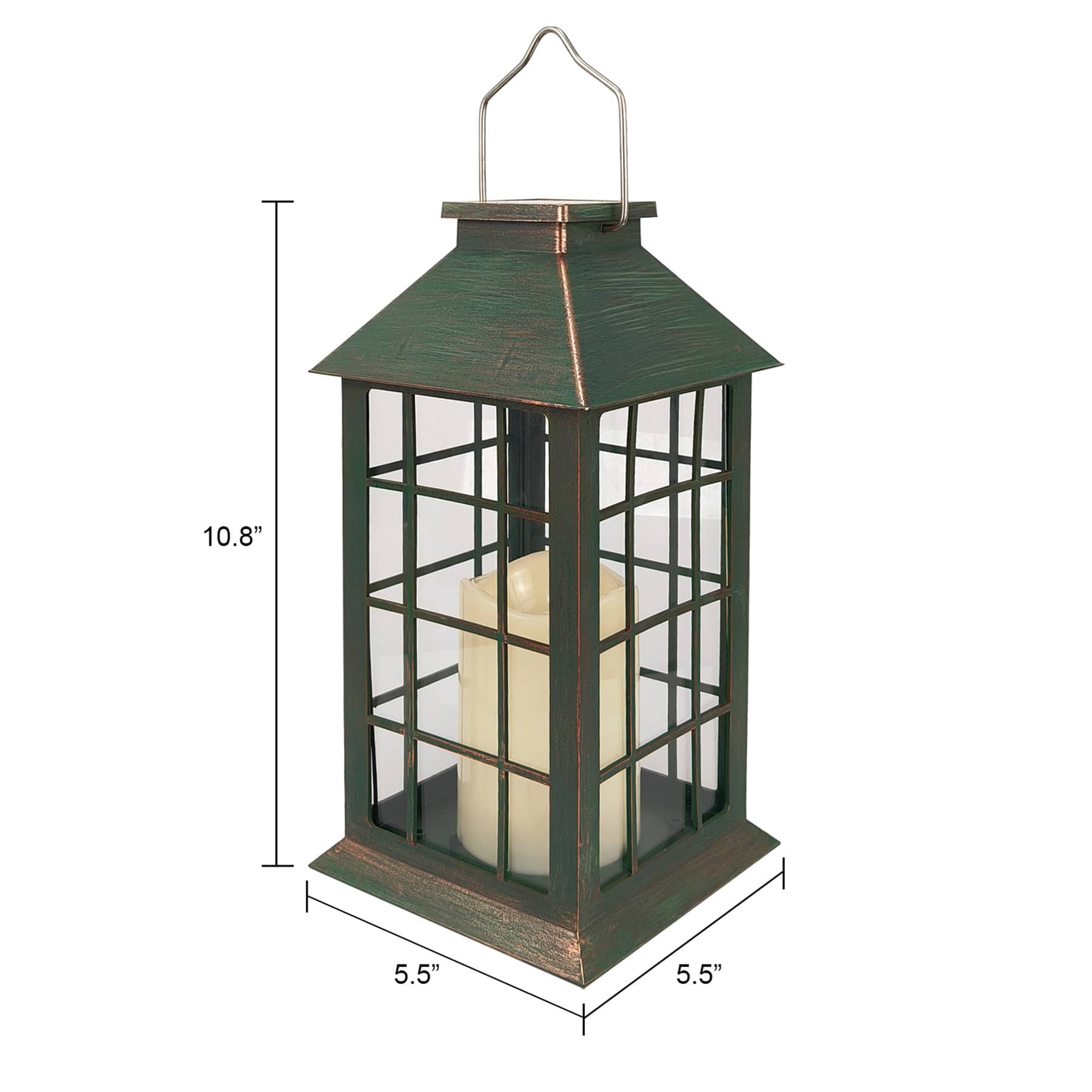Honeybloom Verdigris Outdoor Solar Lantern, 11"