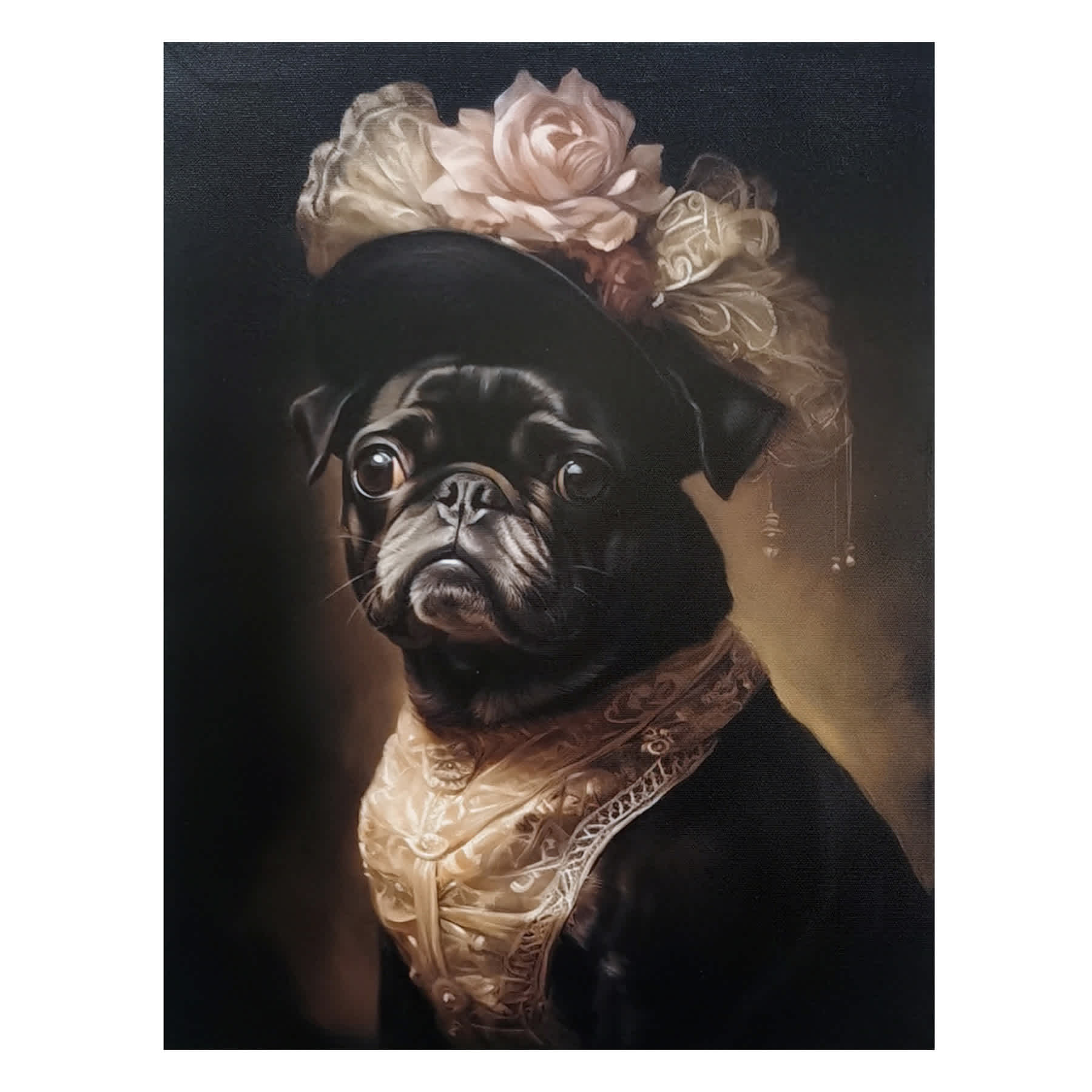 12X16 Victorian Pug Canvas Wall Art