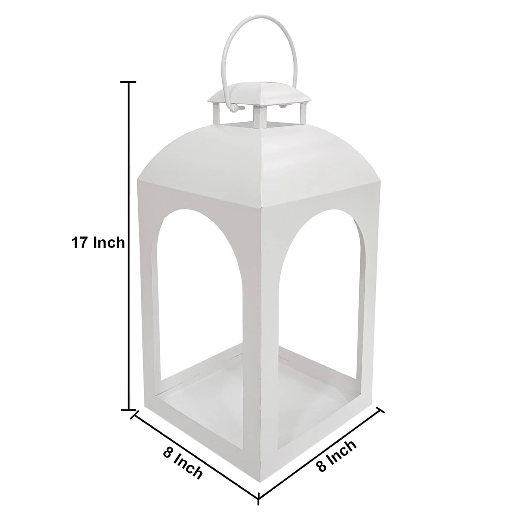 White Metal Lantern, 17"