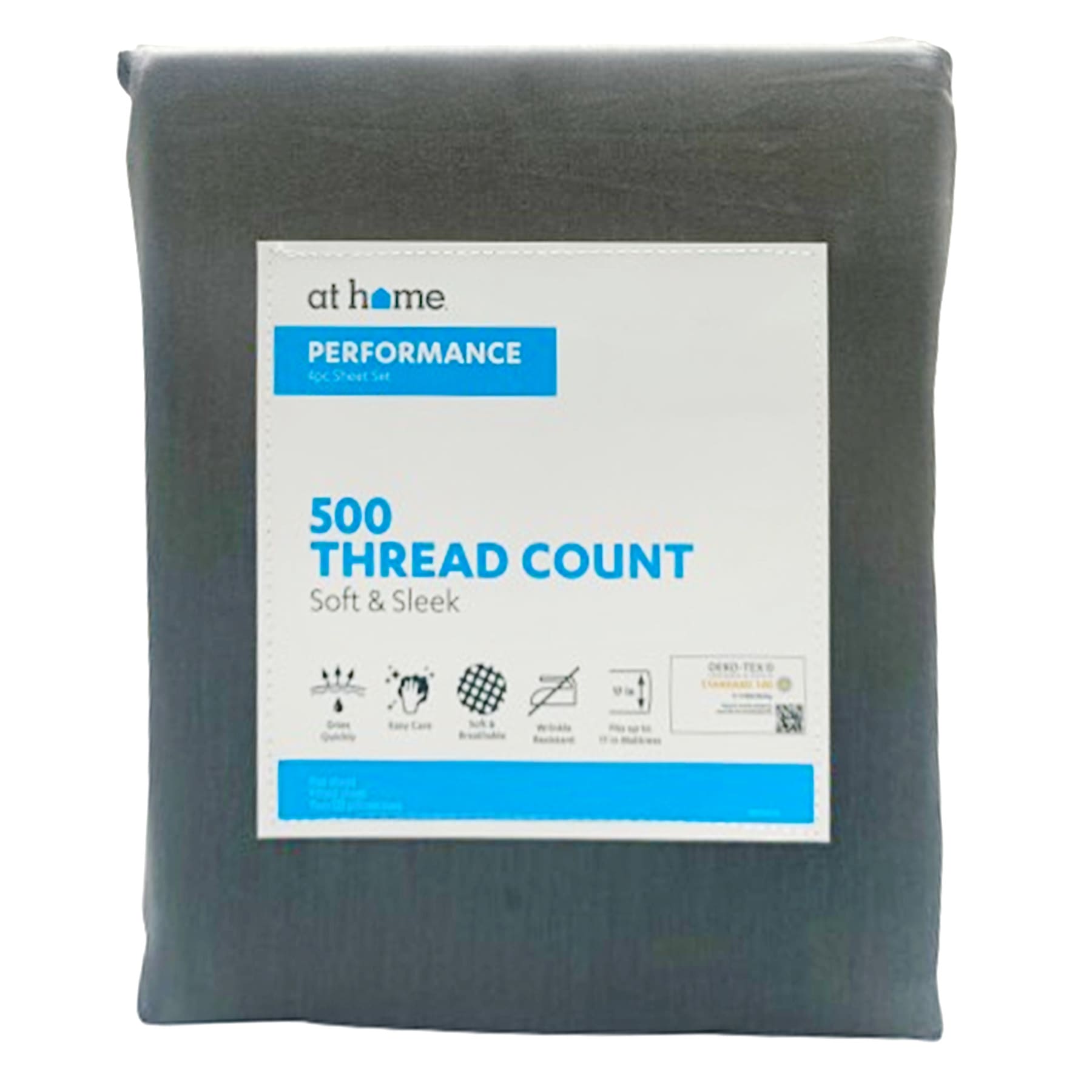 4-Piece Charcoal 500 Thread Count Performance Sheet Set, Full