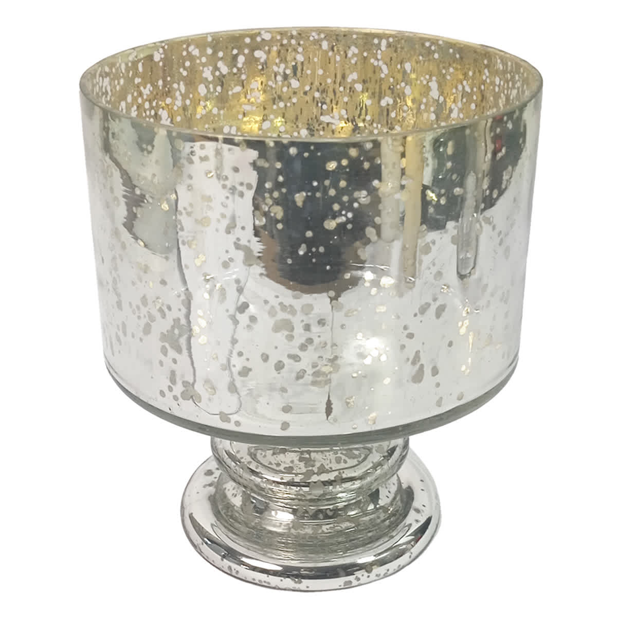 Mercury Glass Footed Hurricane, 7"