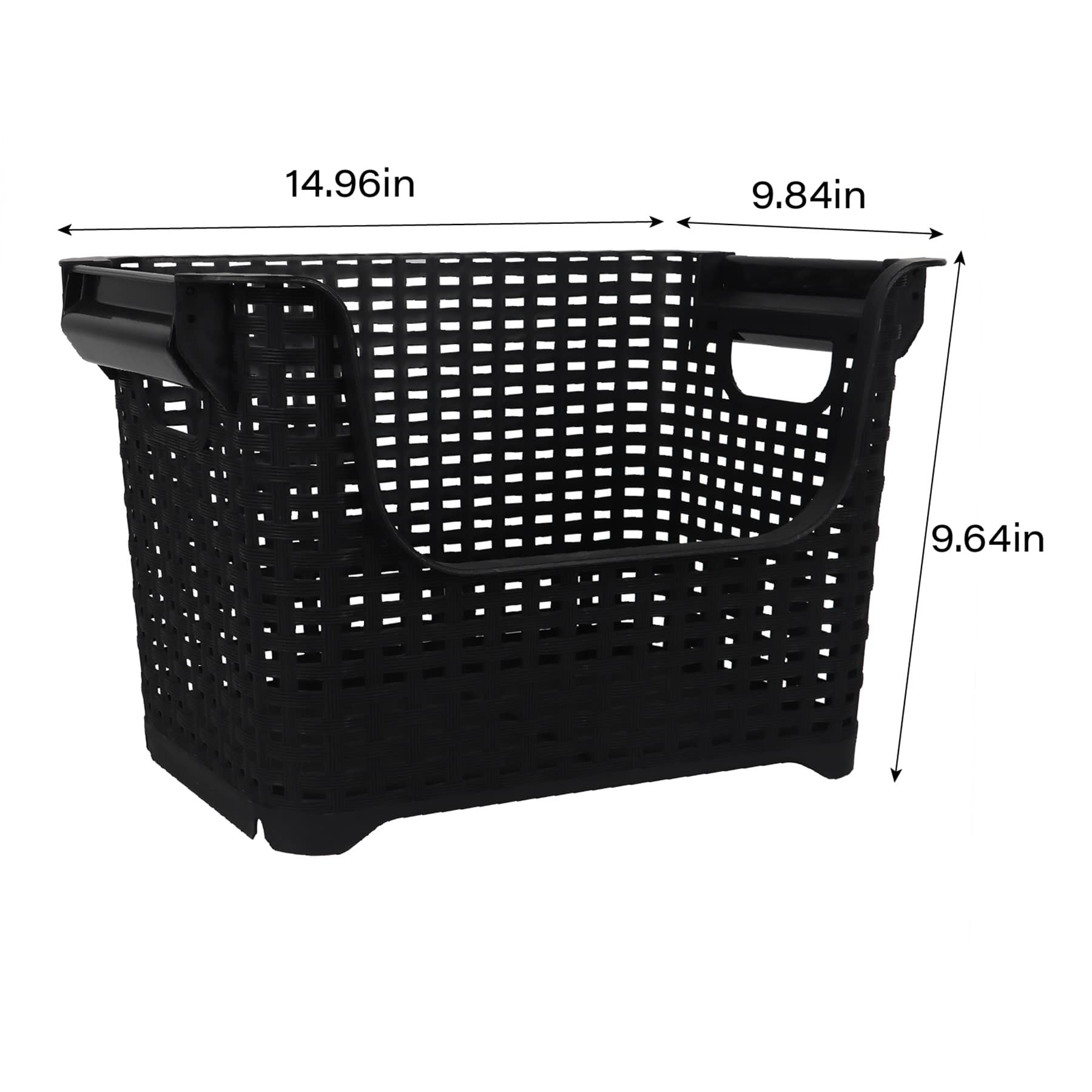 Crossover Weave Stackable Storage Basket, Black