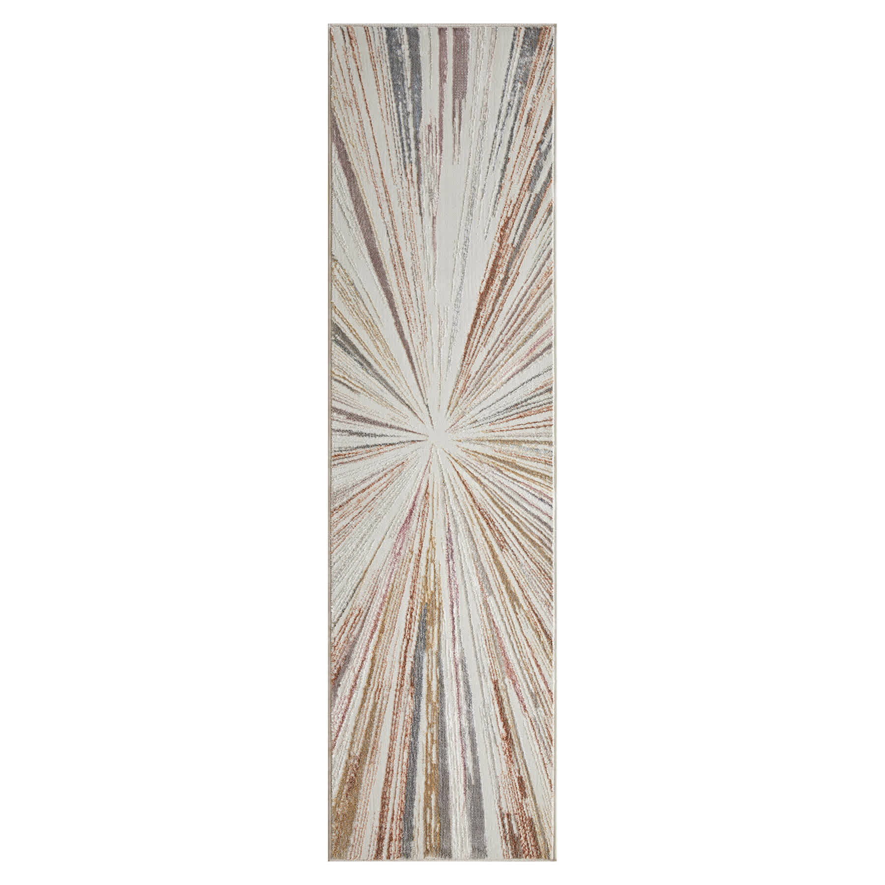 (B872) Crestline Neutral & Grey Abstract Burst Runner, 2x8