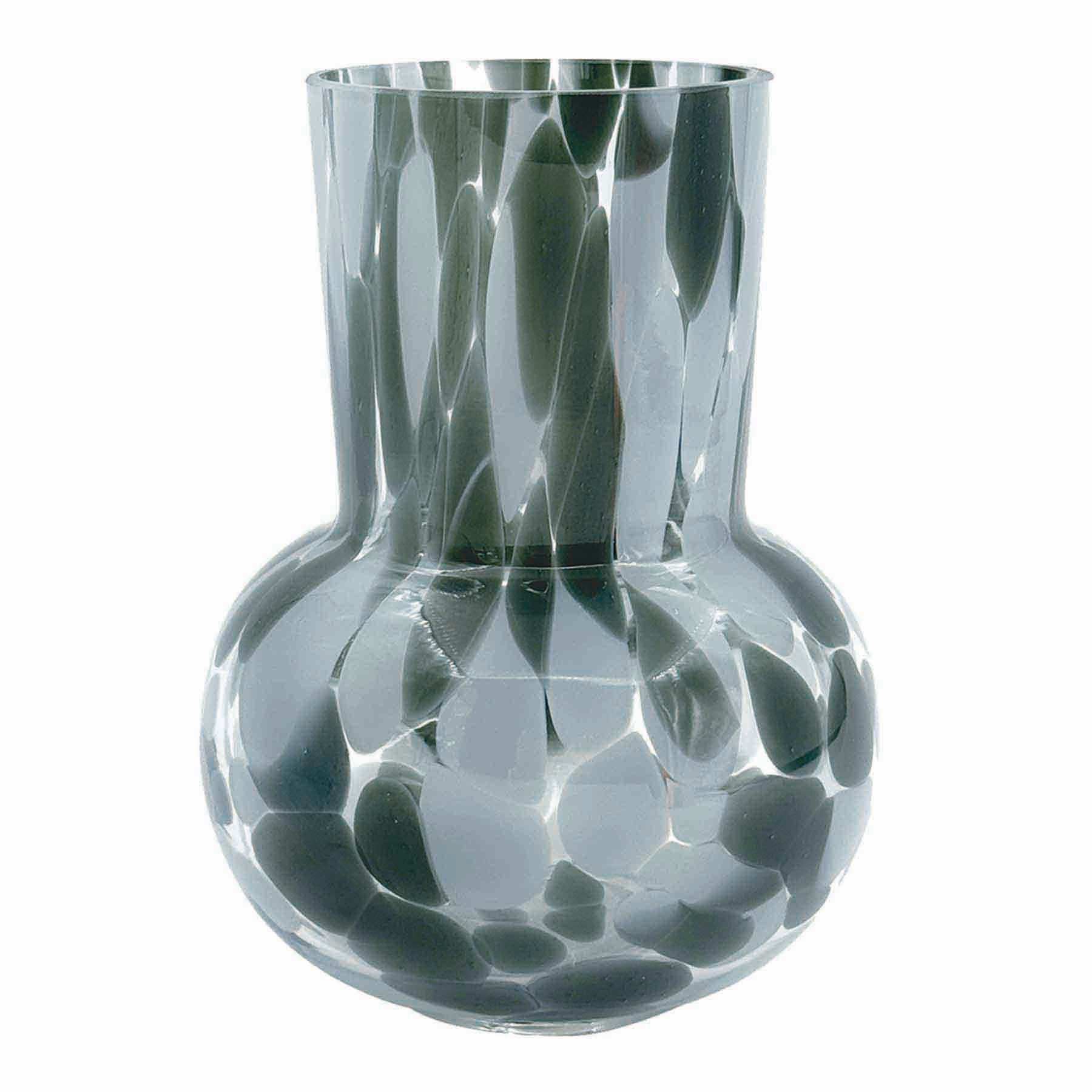 Black & Grey Glass Vase, 8"