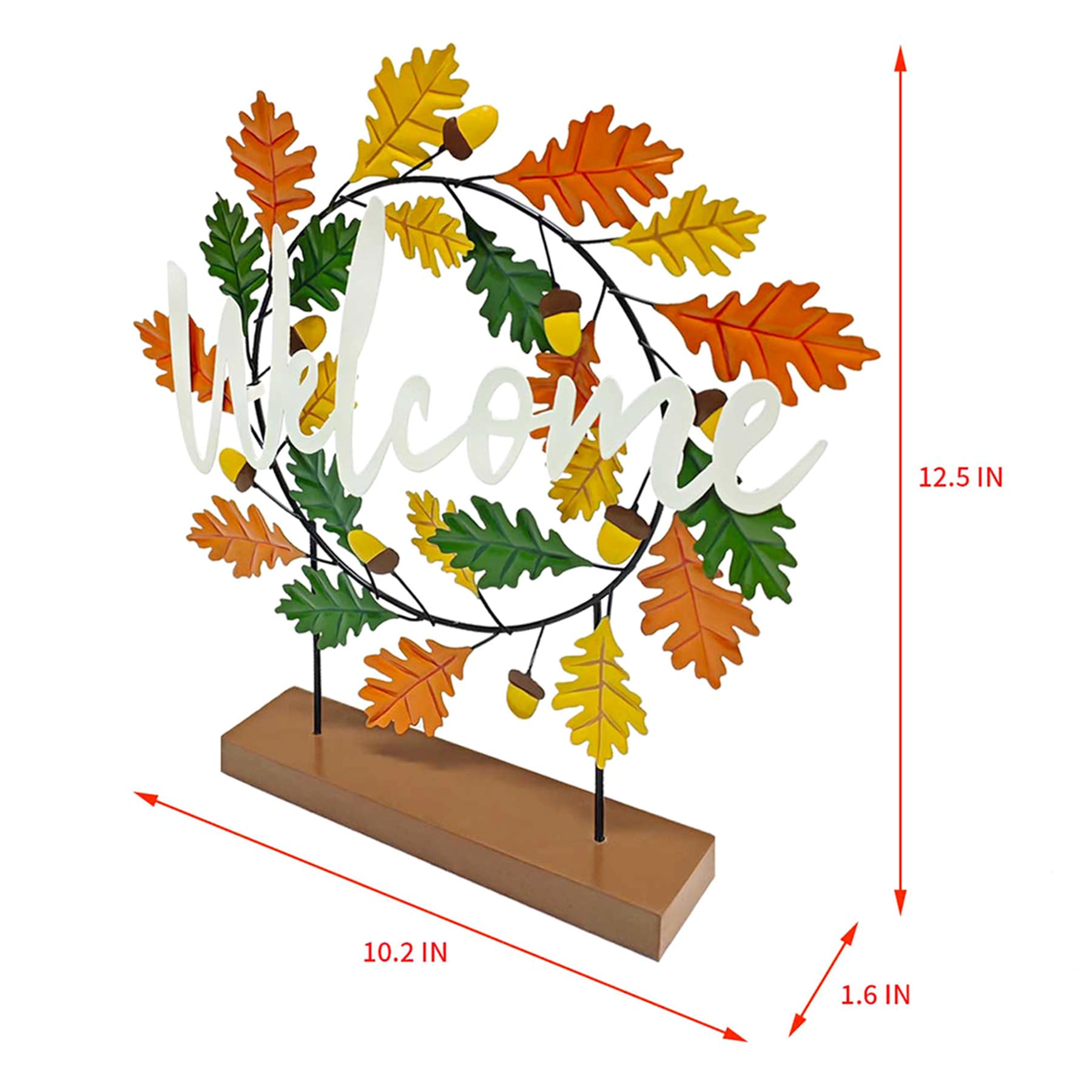 Homespun Harvest Welcome Leaf Table Decor, 13"