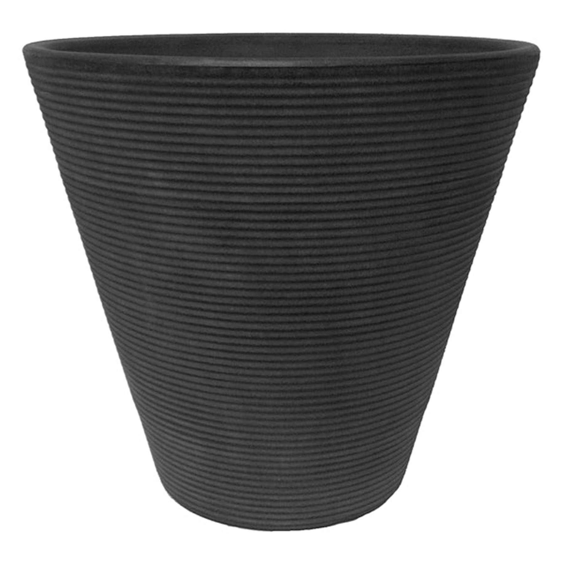Black Ribbed Cone Outdoor Planter, Small