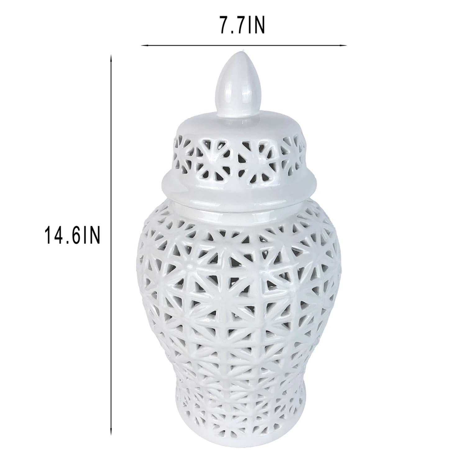 Providence White Cutout Ceramic Ginger Jar, 14.6"