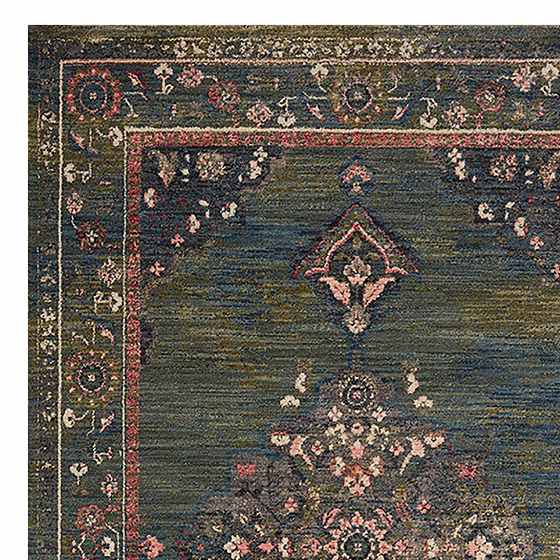 (A466) Jewel Green Medallion Area Rug, 5x8