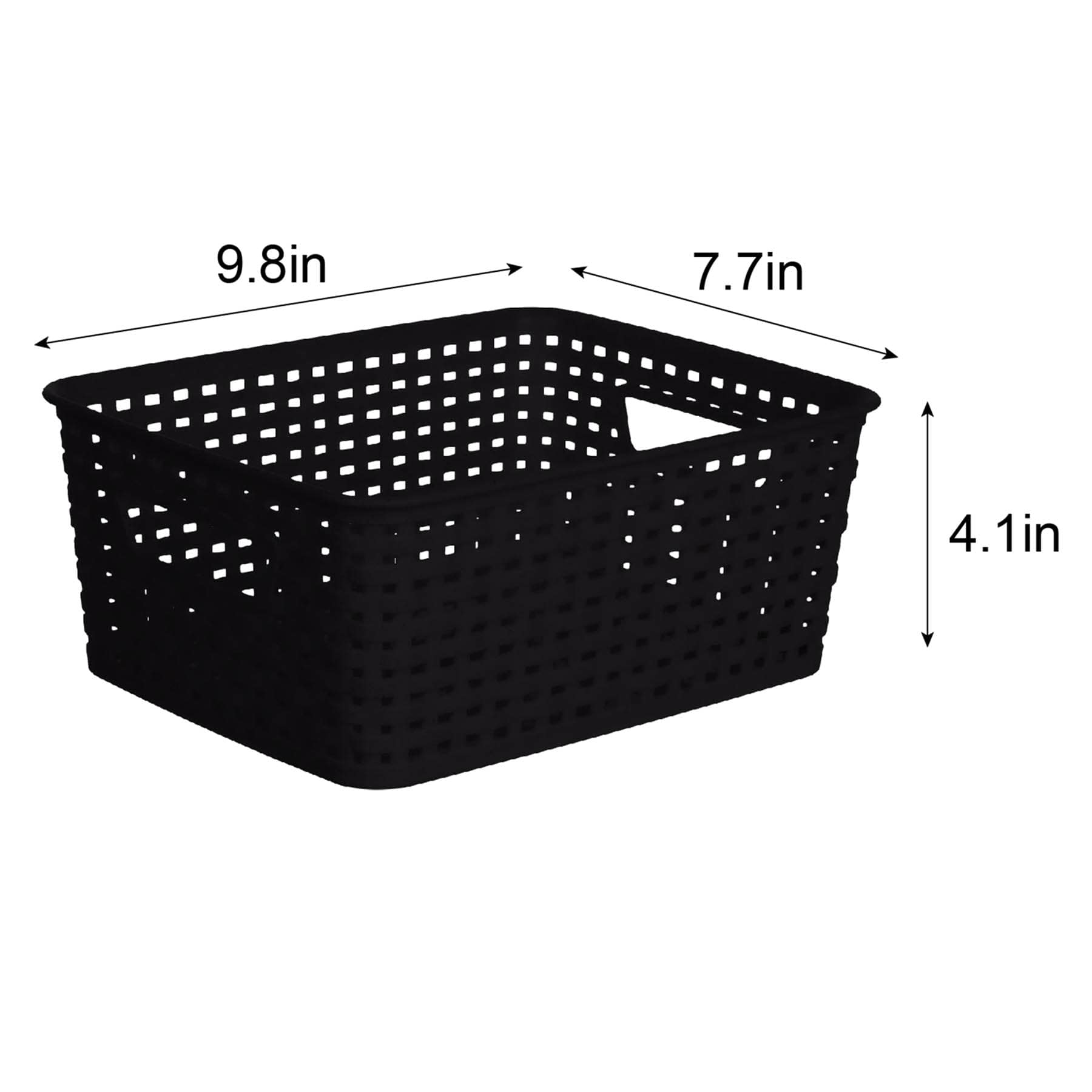 Black Rectangle Crossover Weave Storage Basket, Small