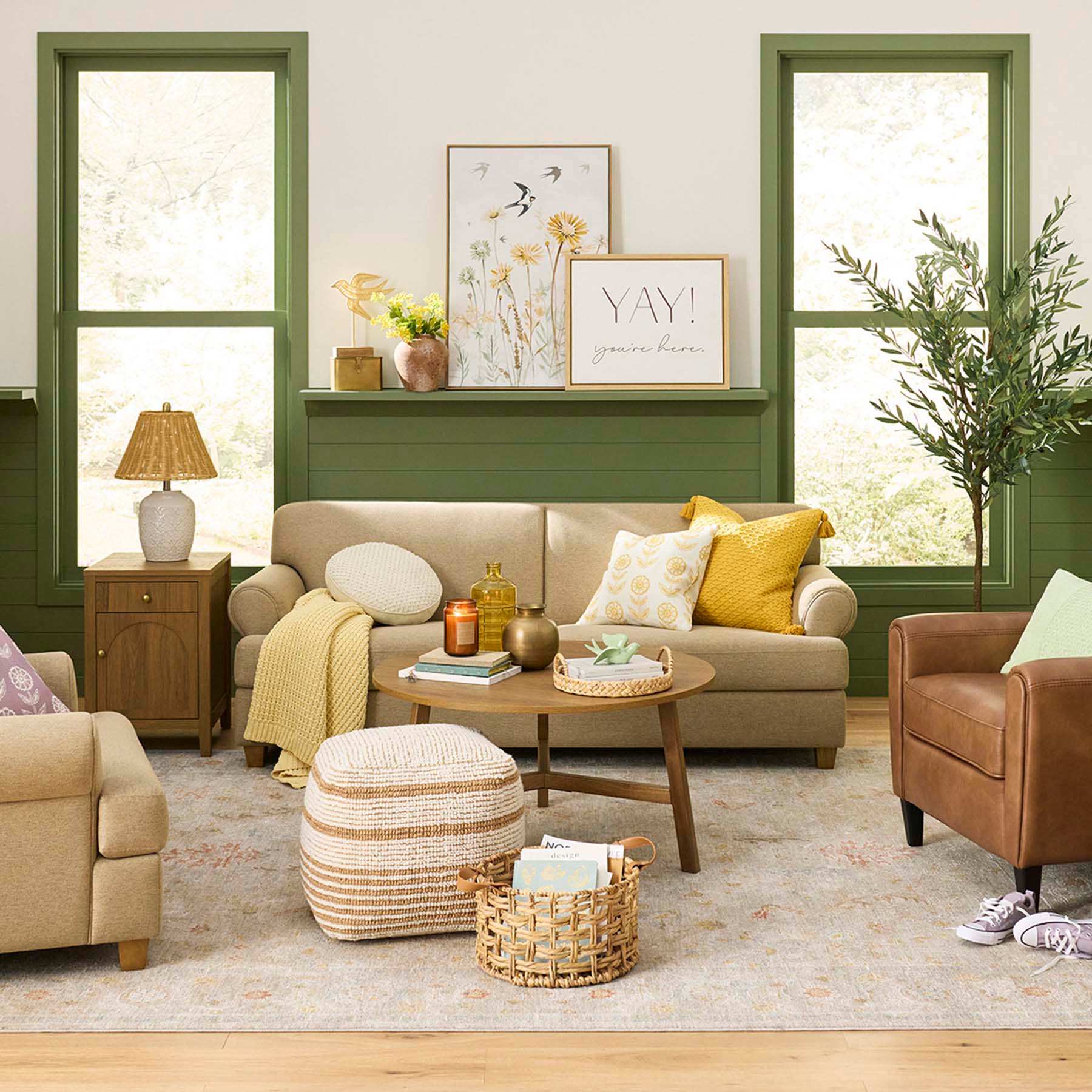 Honeybloom Ryder Pouf, Tan