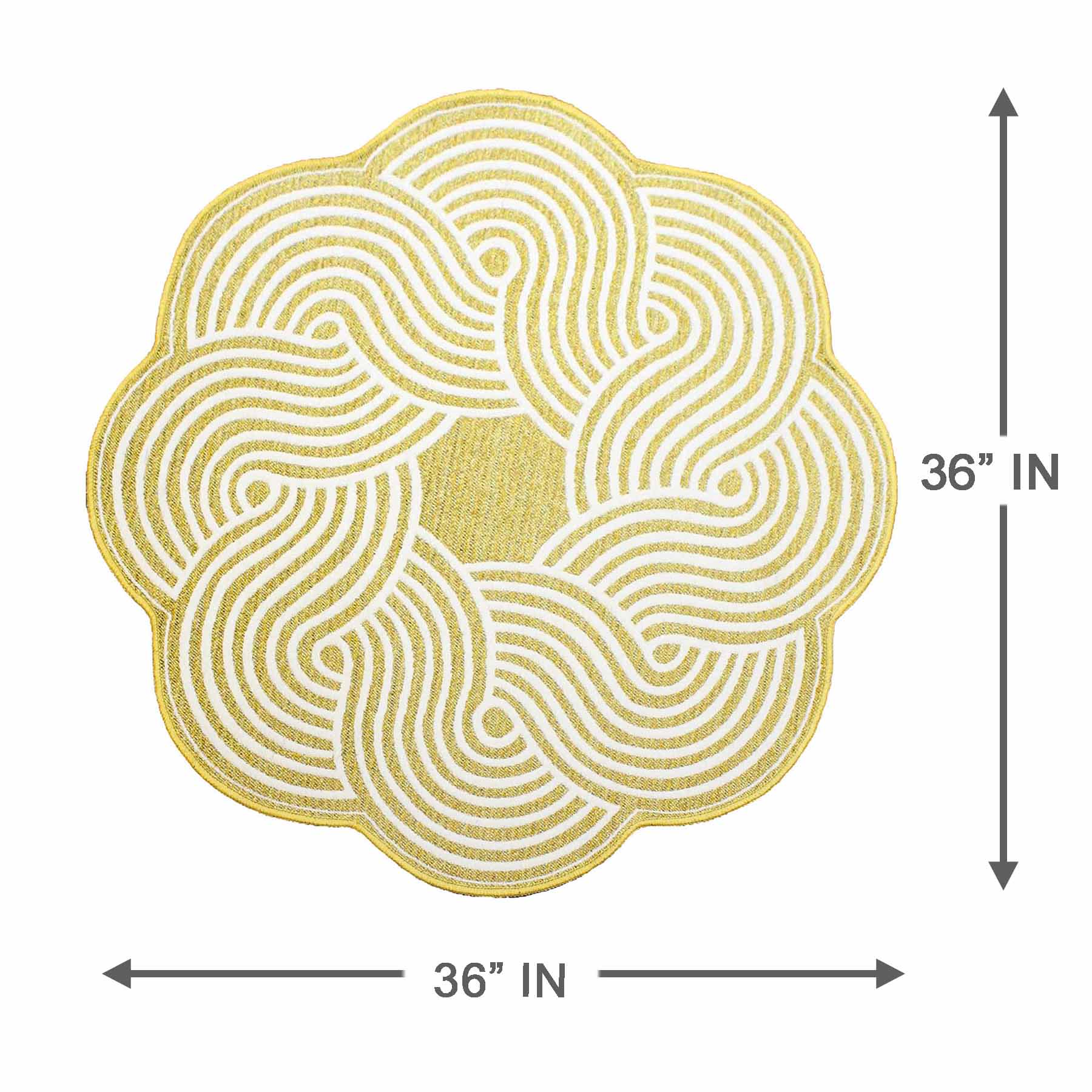 Elmbrook Yellow Border Round Washable Accent Rug, 3'