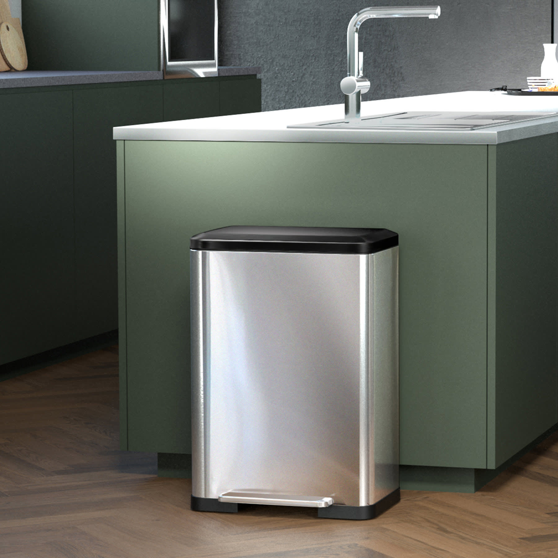 Wide Stainless Steel Recycle Bin, 50l