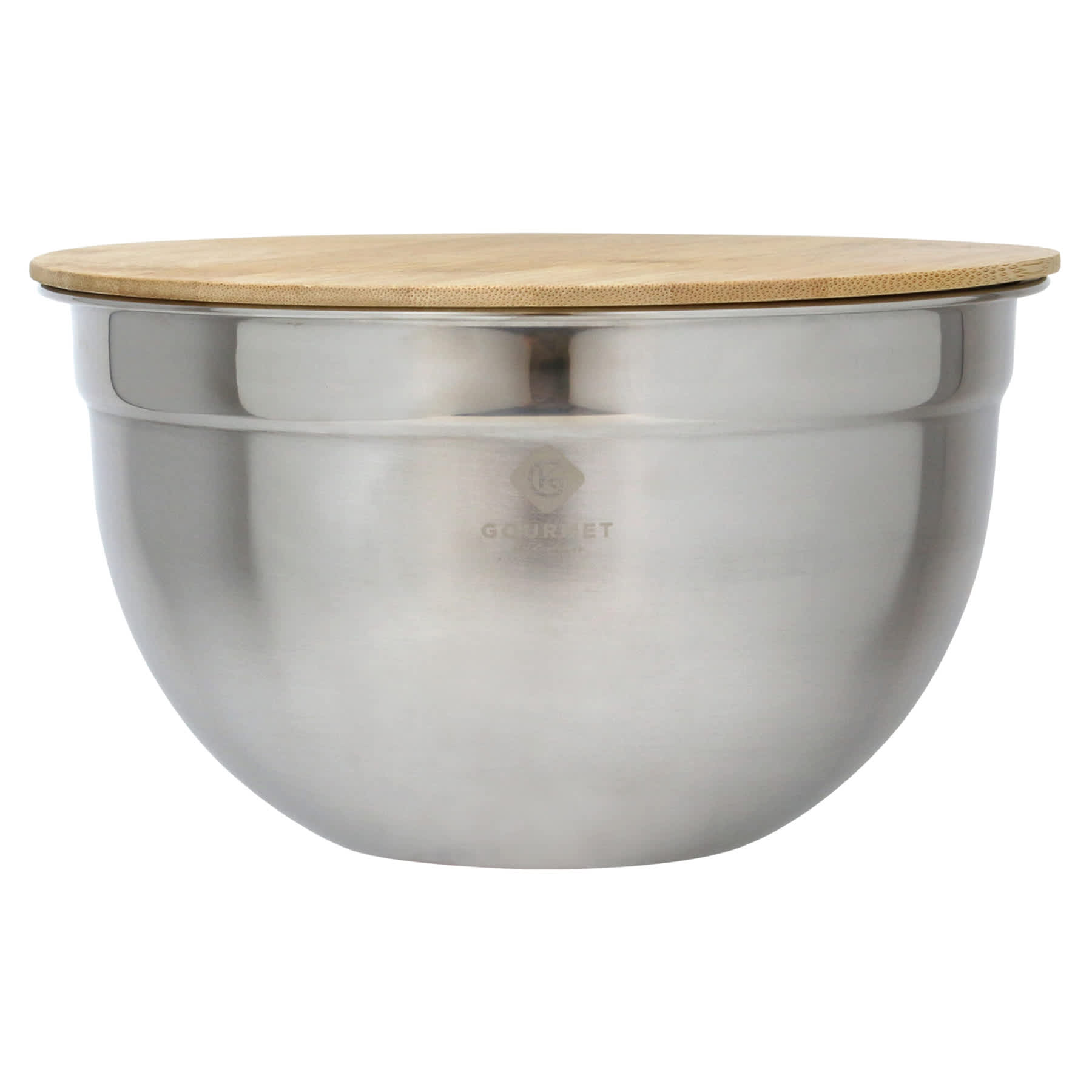 Silver Steel Mixing Bowl with Bamboo Lid, Small
