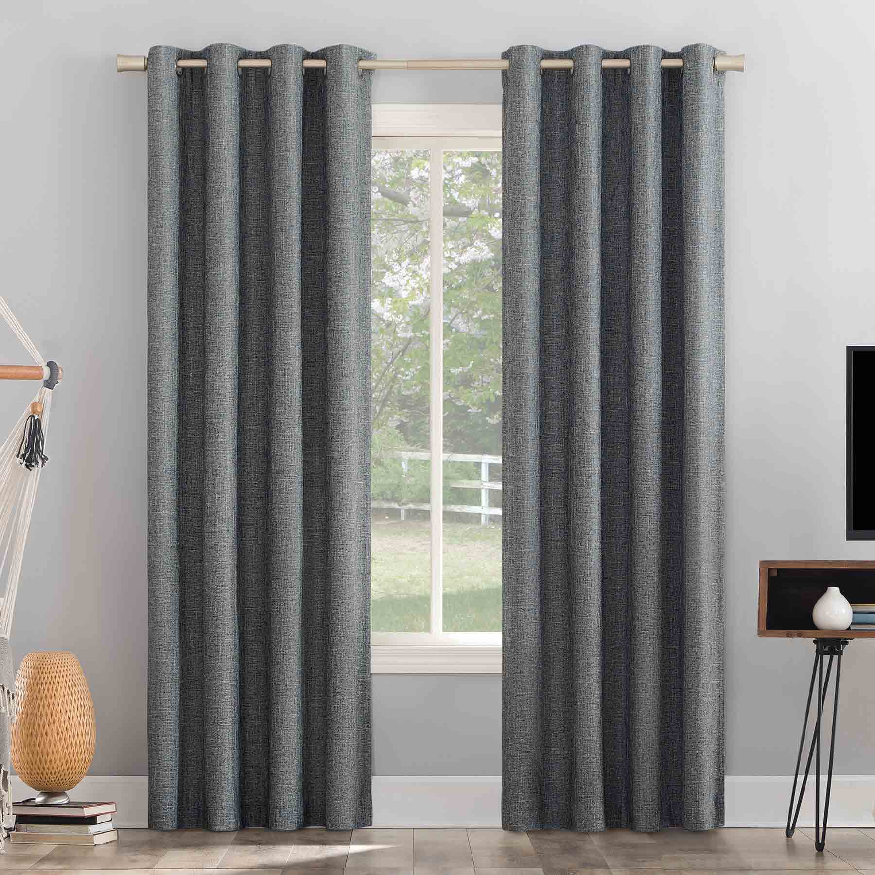 Sun Zero Pacey Navy Blackout Grommet Curtain Panel, 84"