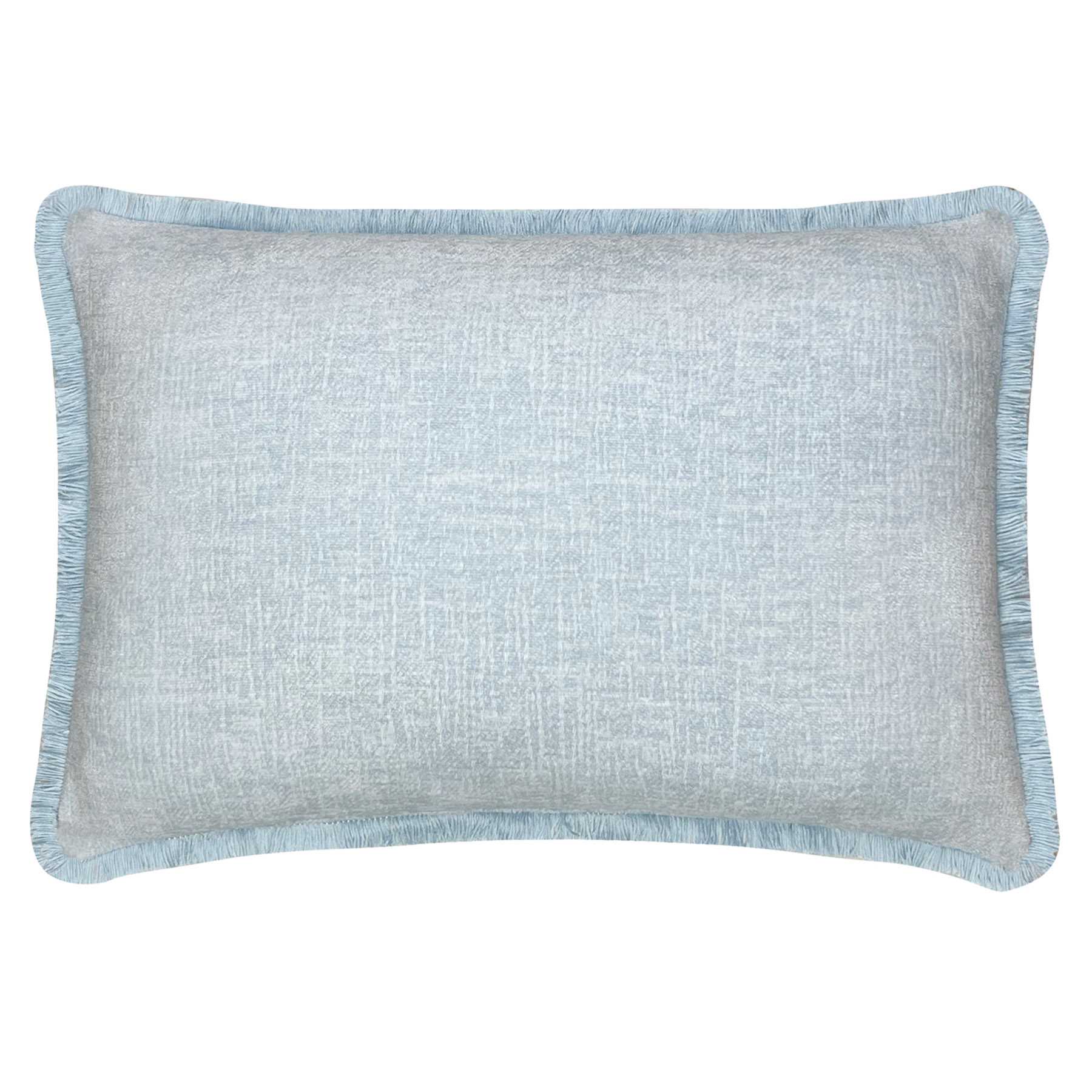 Providence Blue Chenille Throw Pillow with Fringe, 14x20
