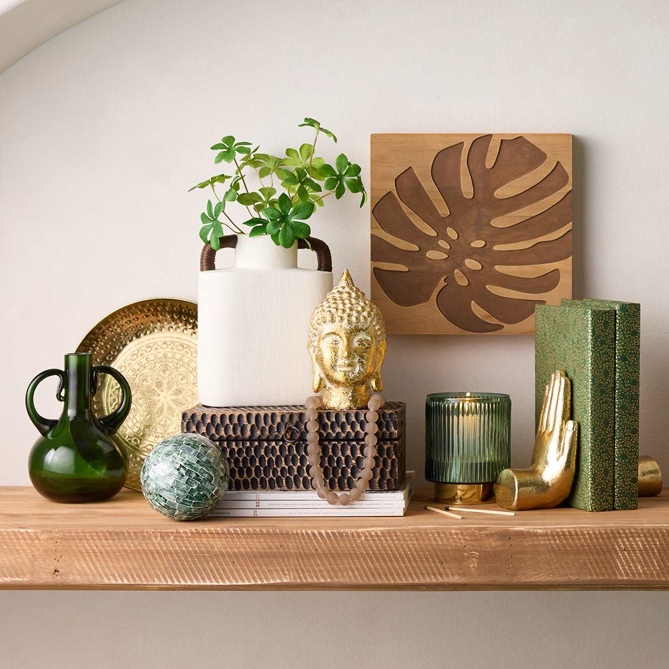 Found & Fable Green Glass Bead Garland
