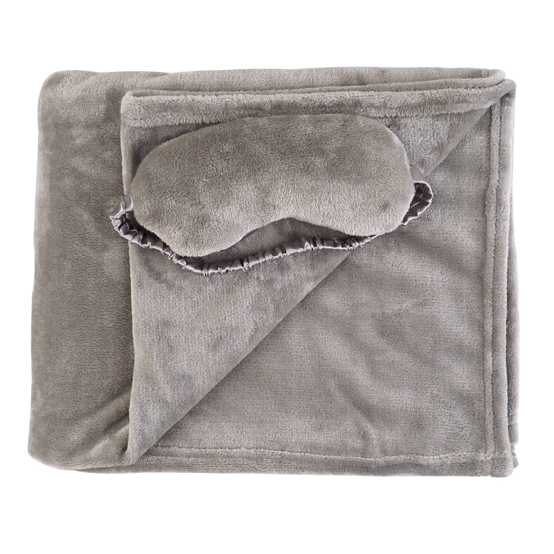 Honeybloom Dark Grey Micro Plush Throw Blanket & Eye Mask Sleeper Set, 50x60