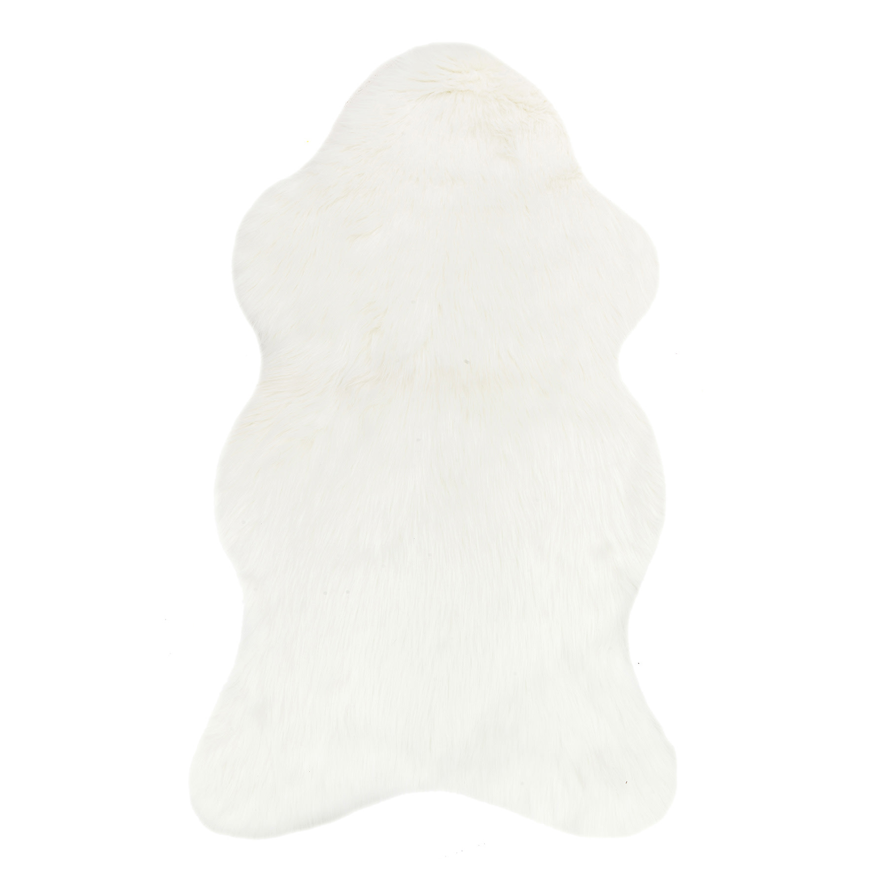(C151) Grayson Shaped Ivory Faux Fur Shag Area Rug, 5x7