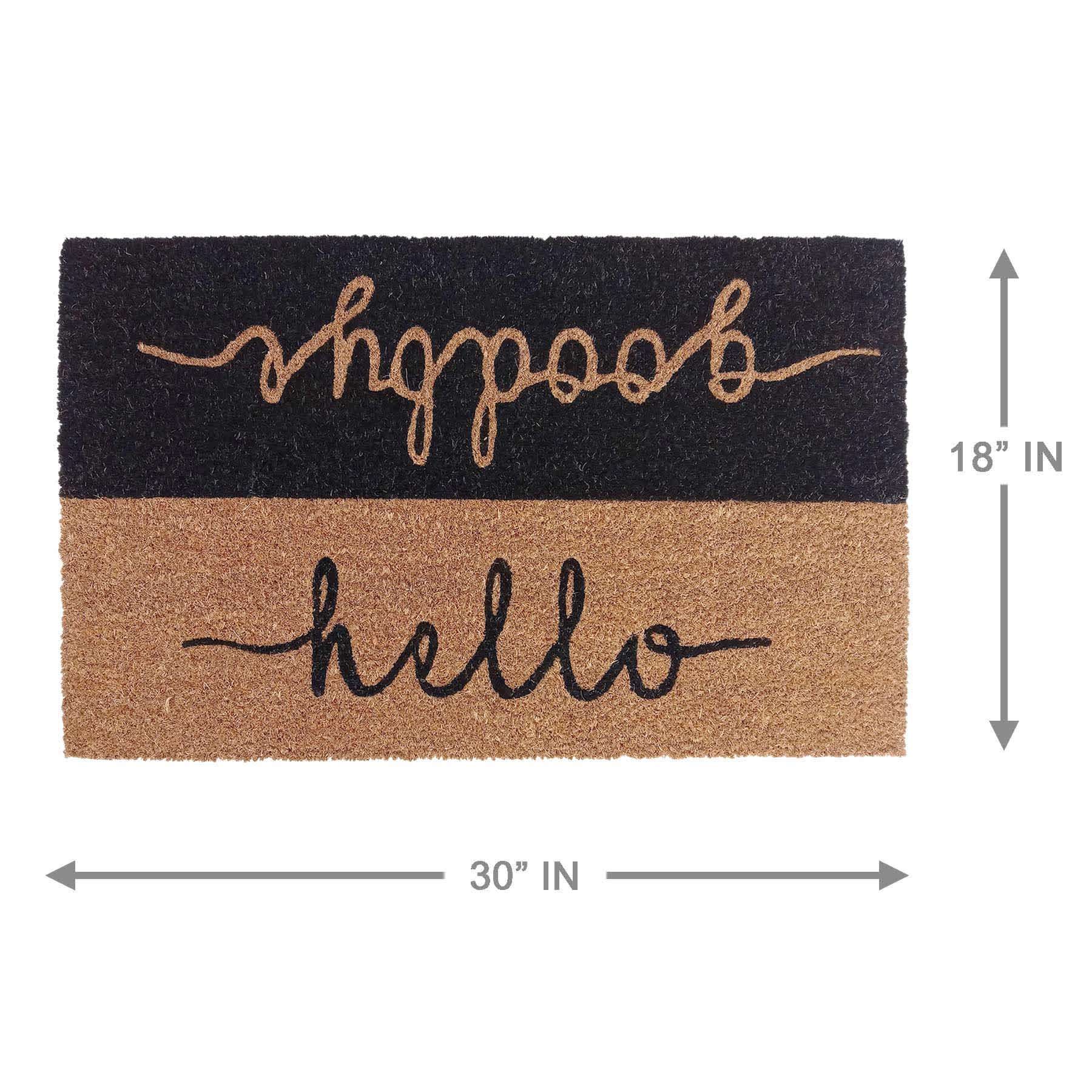 Crosby St. Black Hello Goodbye Coir Mat, 18x30