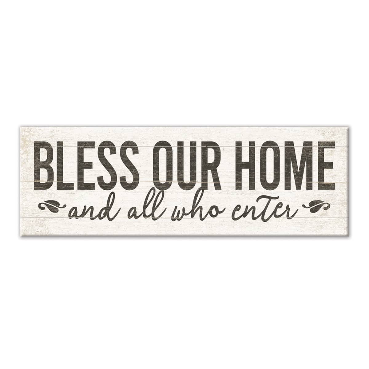 Bless Our Home & All Who Enter Textured Canvas Wall Sign, 12x36