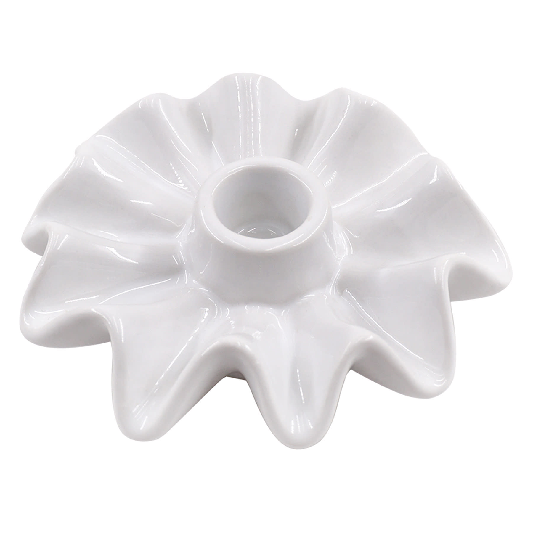 Willow Crossley White Ruffles Taper Candle Holder, 4.3"