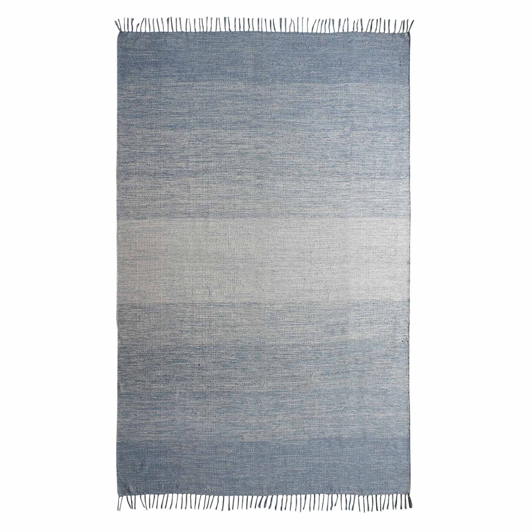 (D522) Blue Ombre Fringe Area Rug, 5x7