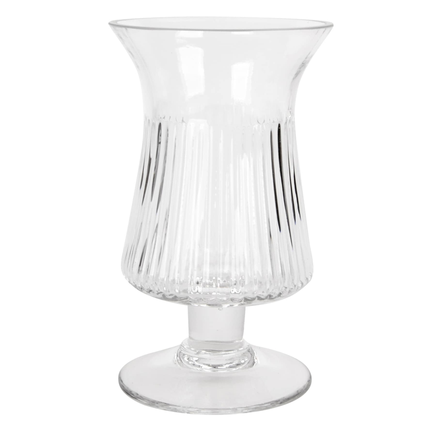 Providence Ribbed Clear Glass Vase, 6"