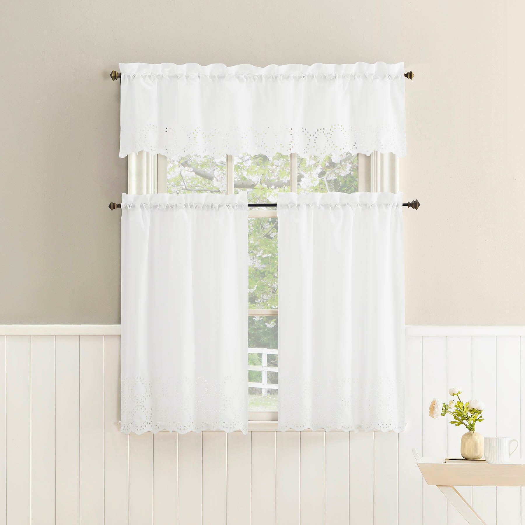 Hilda White Small Window Valance, 54x36