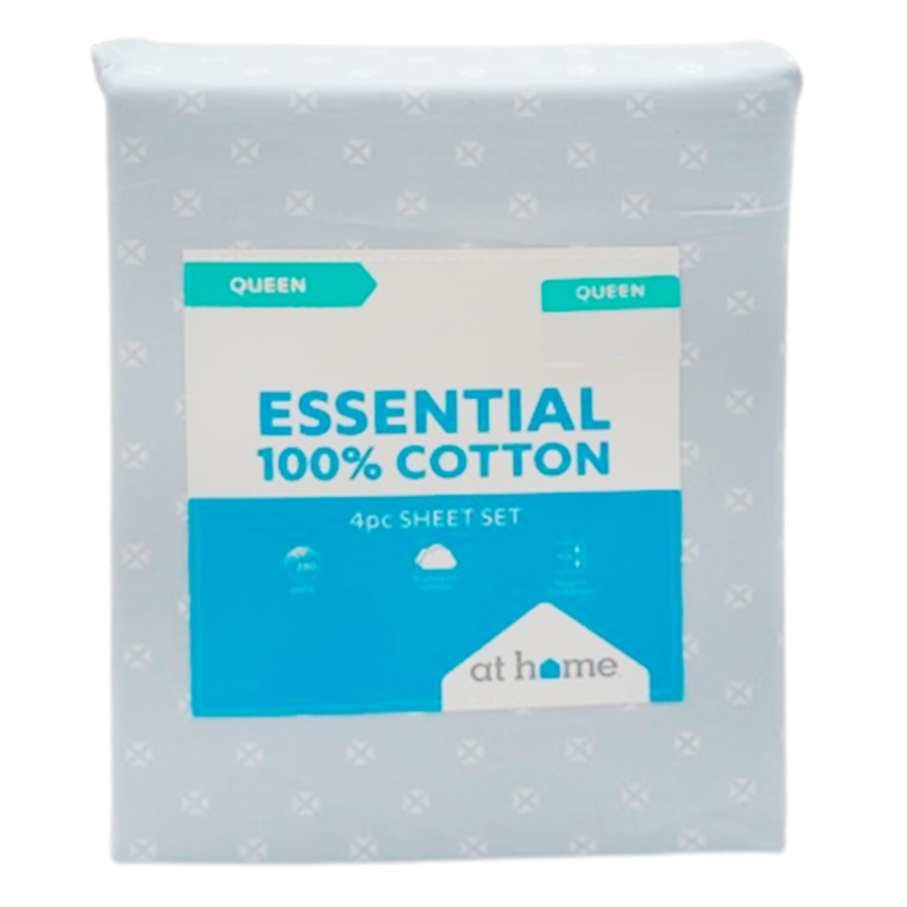 4-Piece Light Blue 200 Thread Count Brushed Cotton Sheet Set, Queen