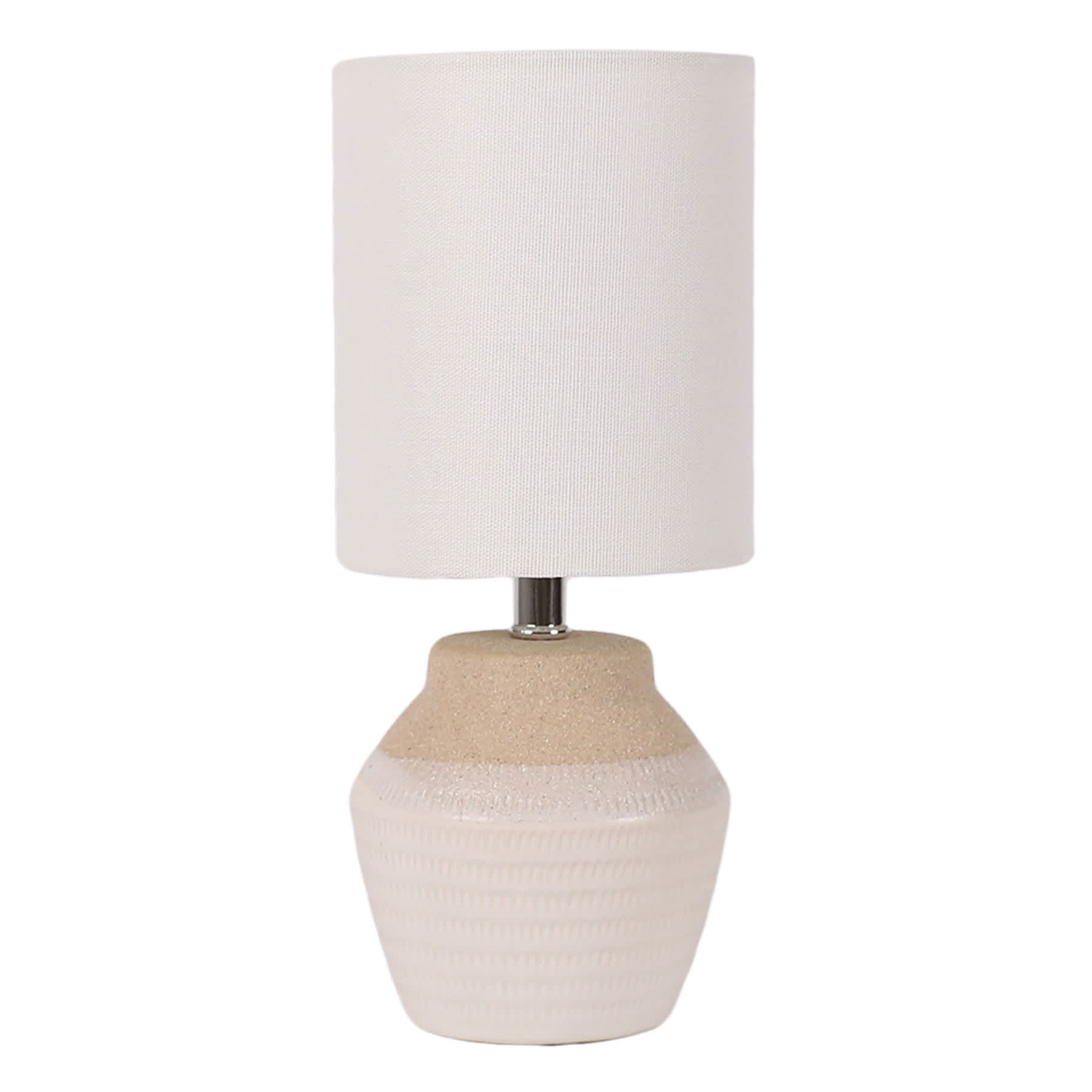 Cream & White Two-Toned Ceramic Mini Table Lamp with Shade, 12"