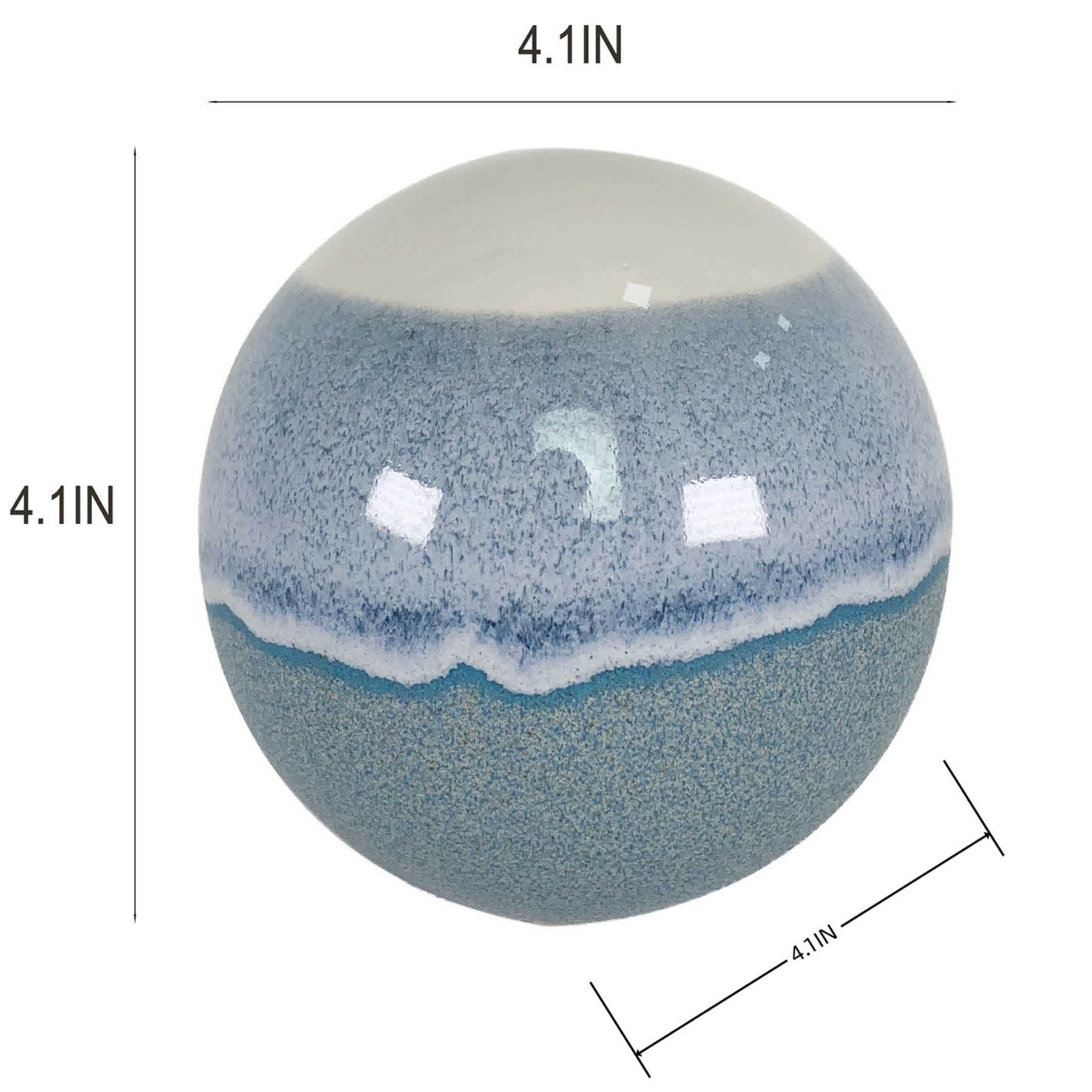 Blue Aqua Reactive Ceramic Sphere, 4"