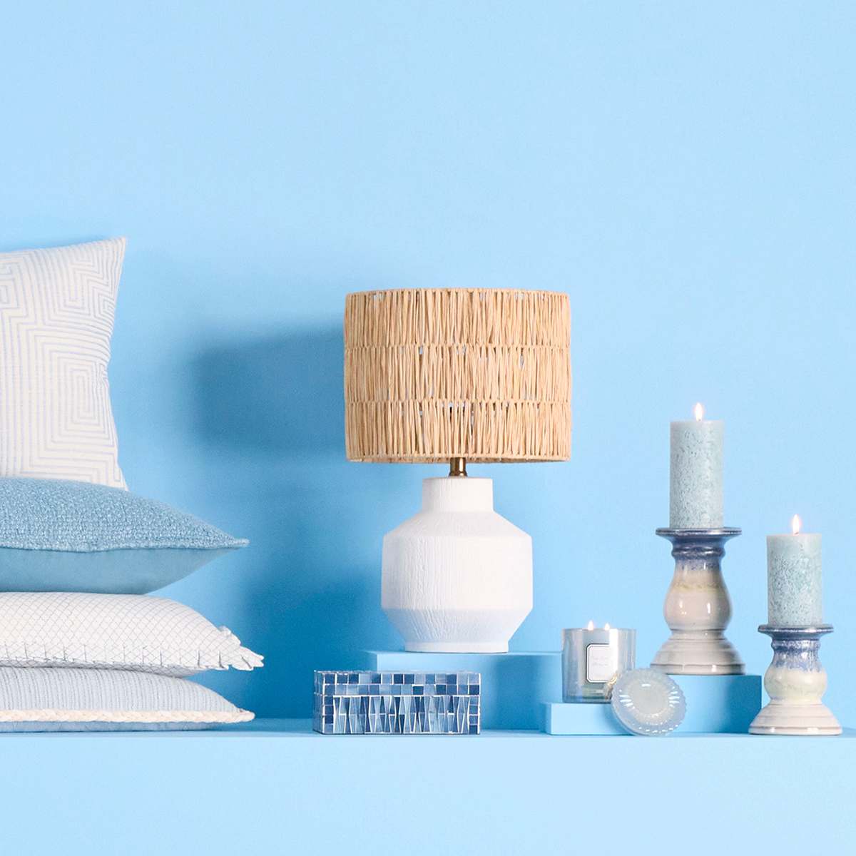 Ty Pennington Blue Cold Pour Pillar Candle, 3x6
