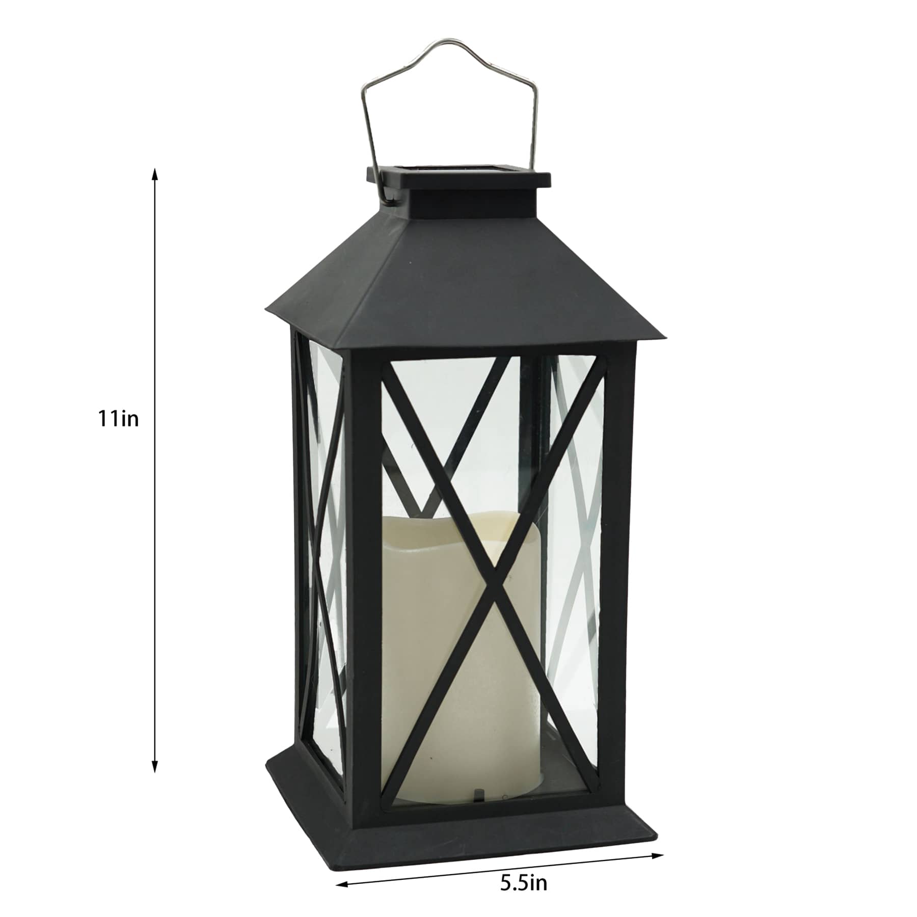 Black Outdoor Solar Lantern, 11"