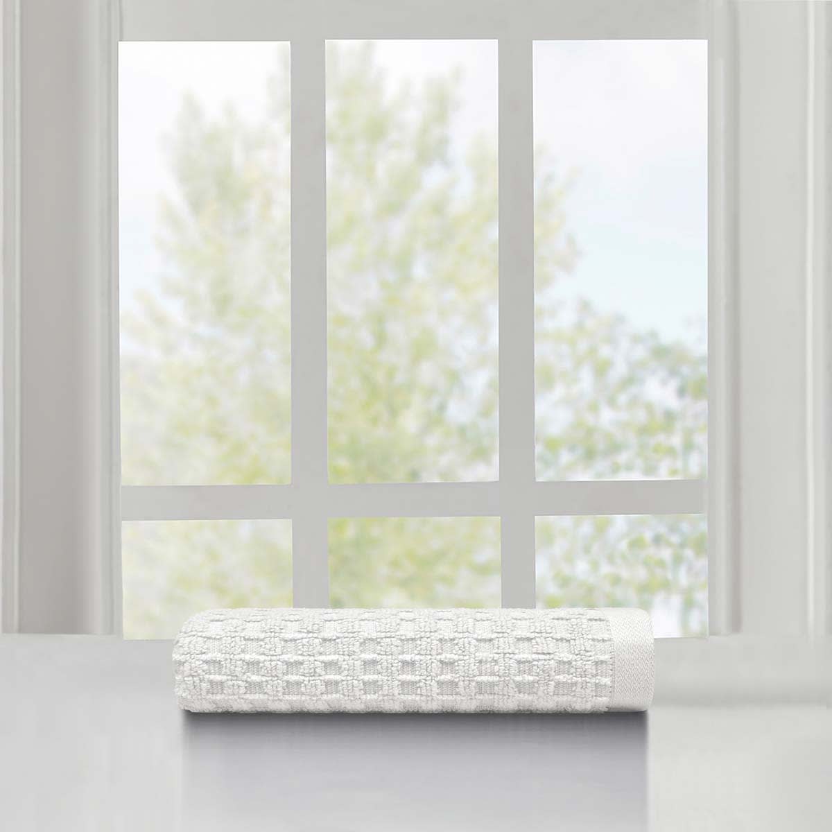 Crosby St. White Terry Waffle Cotton Hand Towel, 16x28