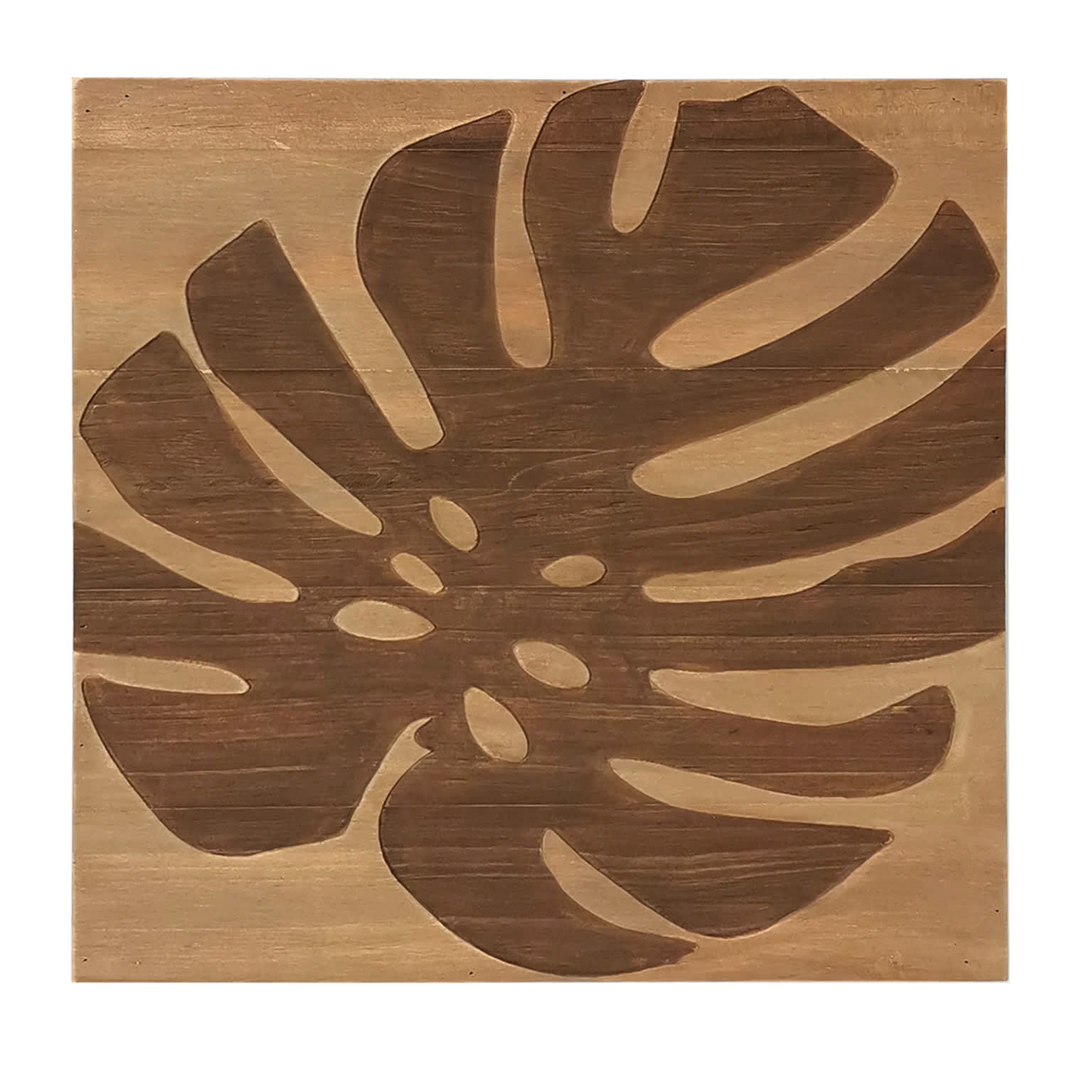 Found & Fable Engraved Palm Leaf Wood Block, 10"