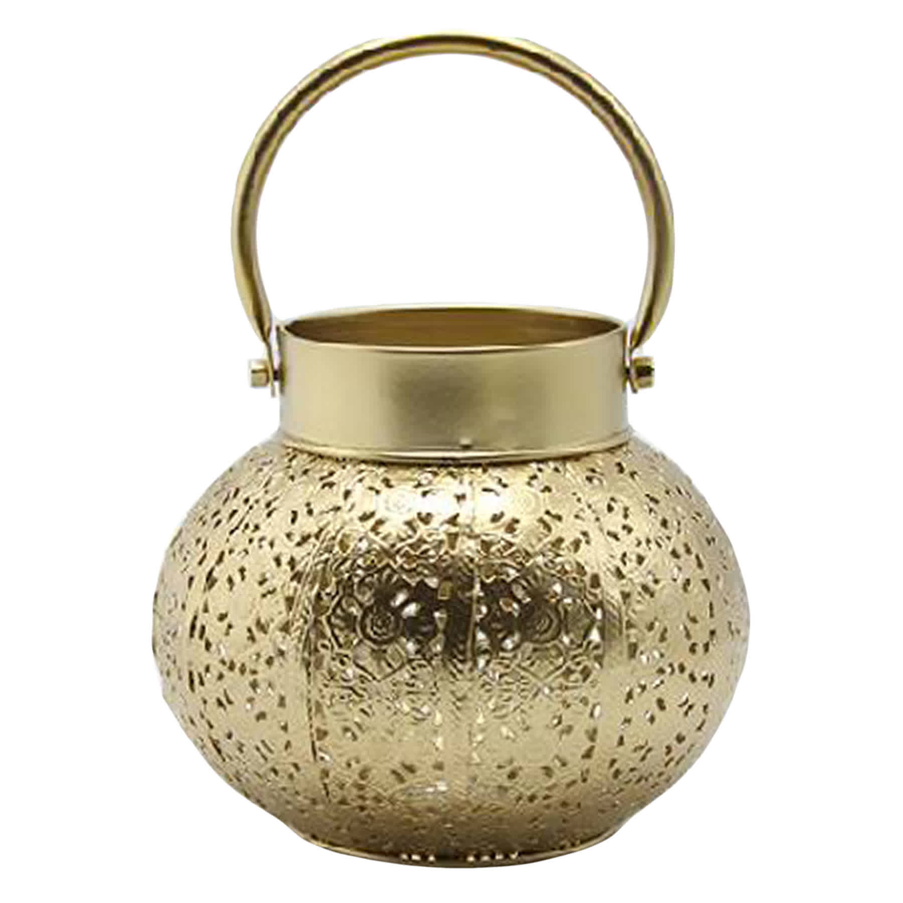 Gold Metal Punch Lantern, 6"