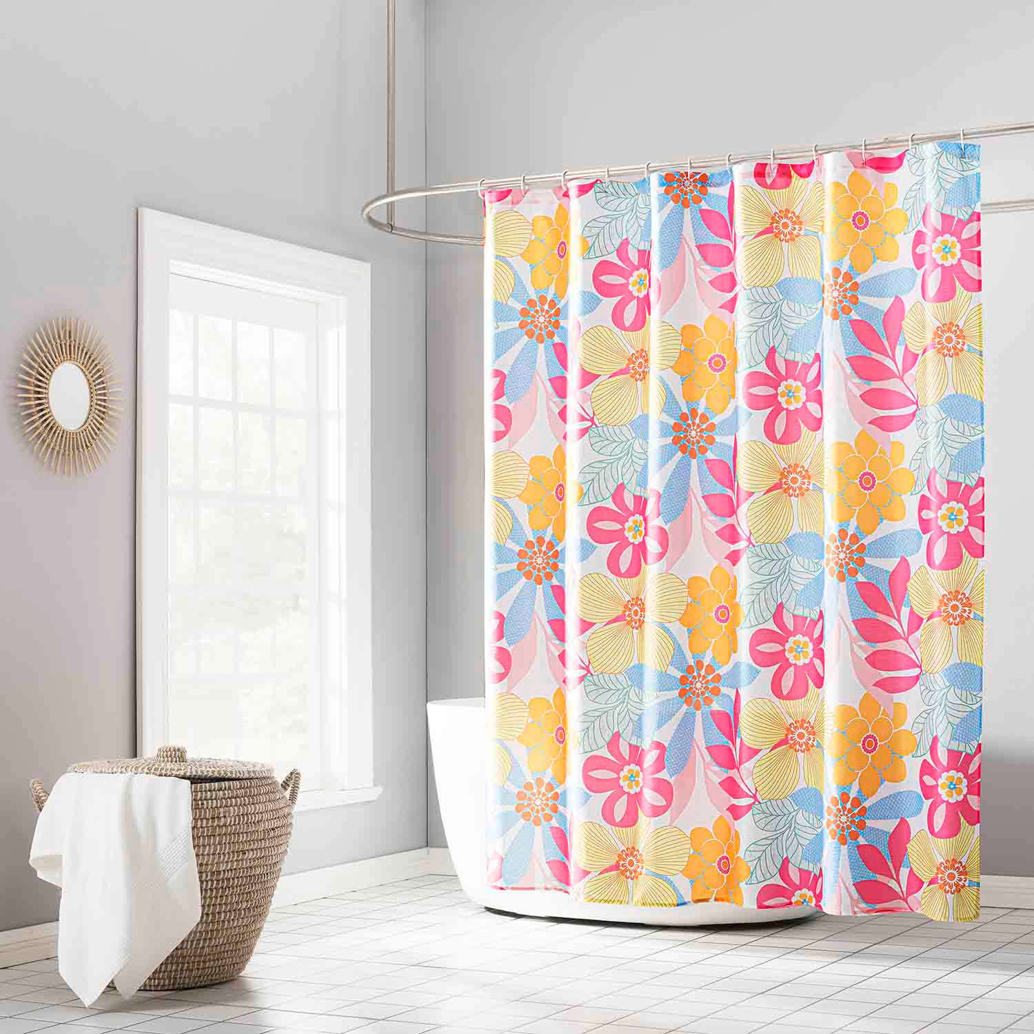 13-Piece Lola Multicolor Floral Shower Curtain Set, 70x72