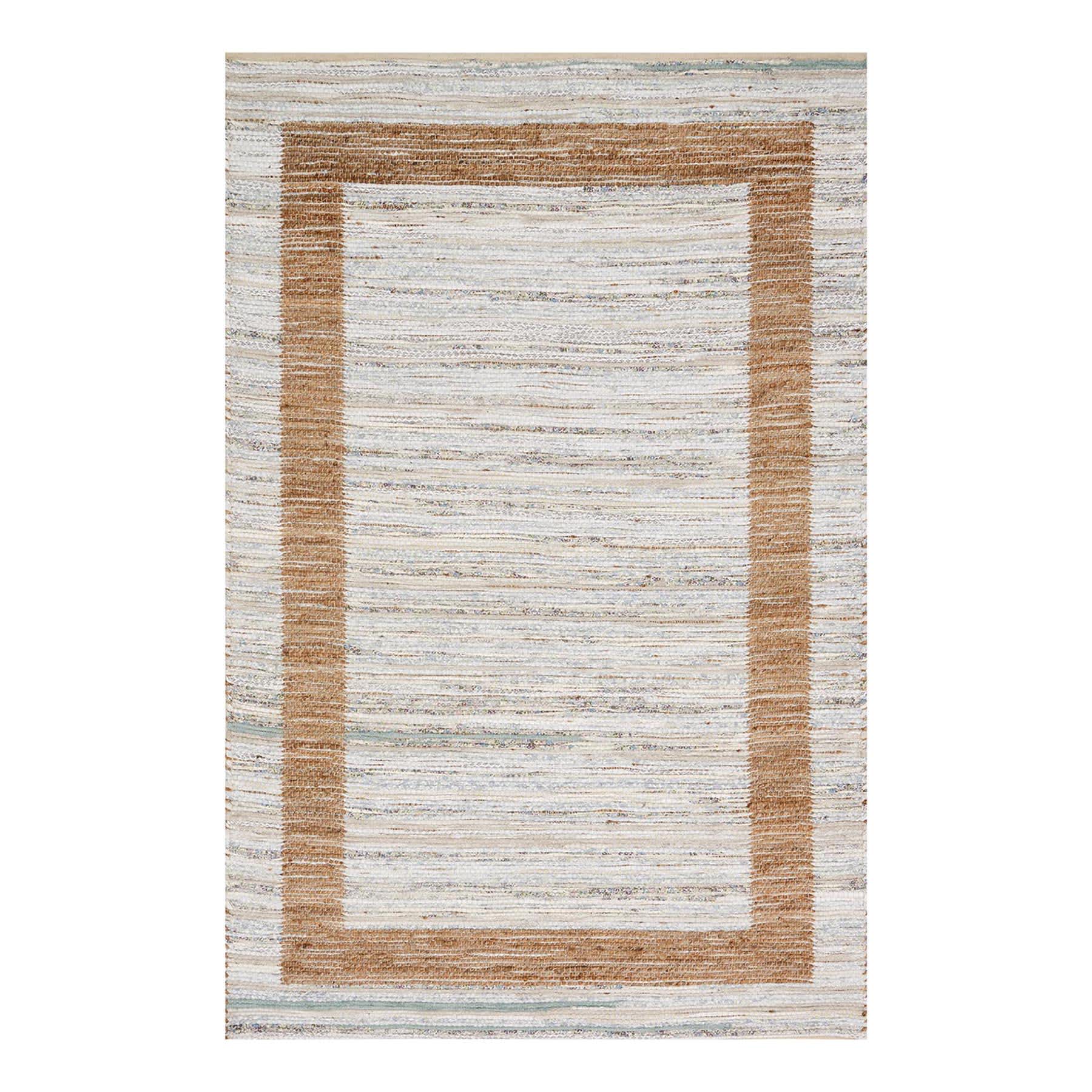 (B312) Henning Hand Woven Cotton & Jute Ivory Chindi Area Rug, 5x7