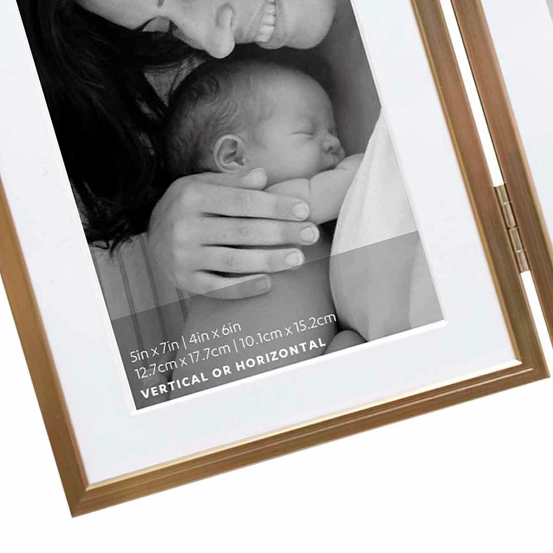 2-Openings Champagne Aluminum Tabletop Photo Frame, 5x7