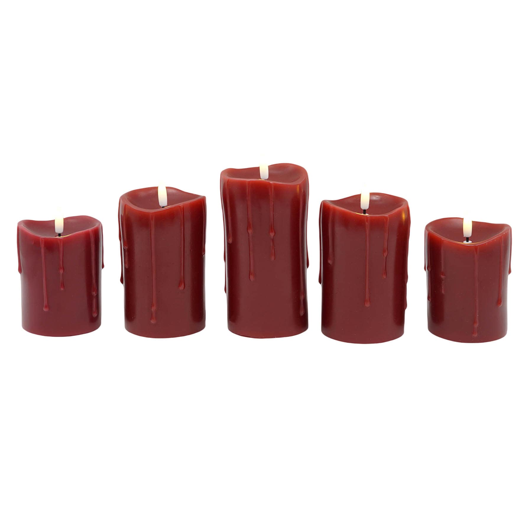 5-Pack Red Drip Wax LED Candle with Timer