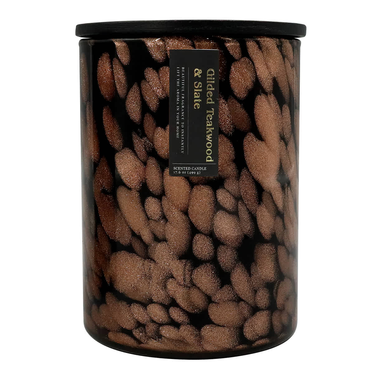 Gilded Teakwood & Slate Scented Confetti Glass Jar Candle, 17.6oz