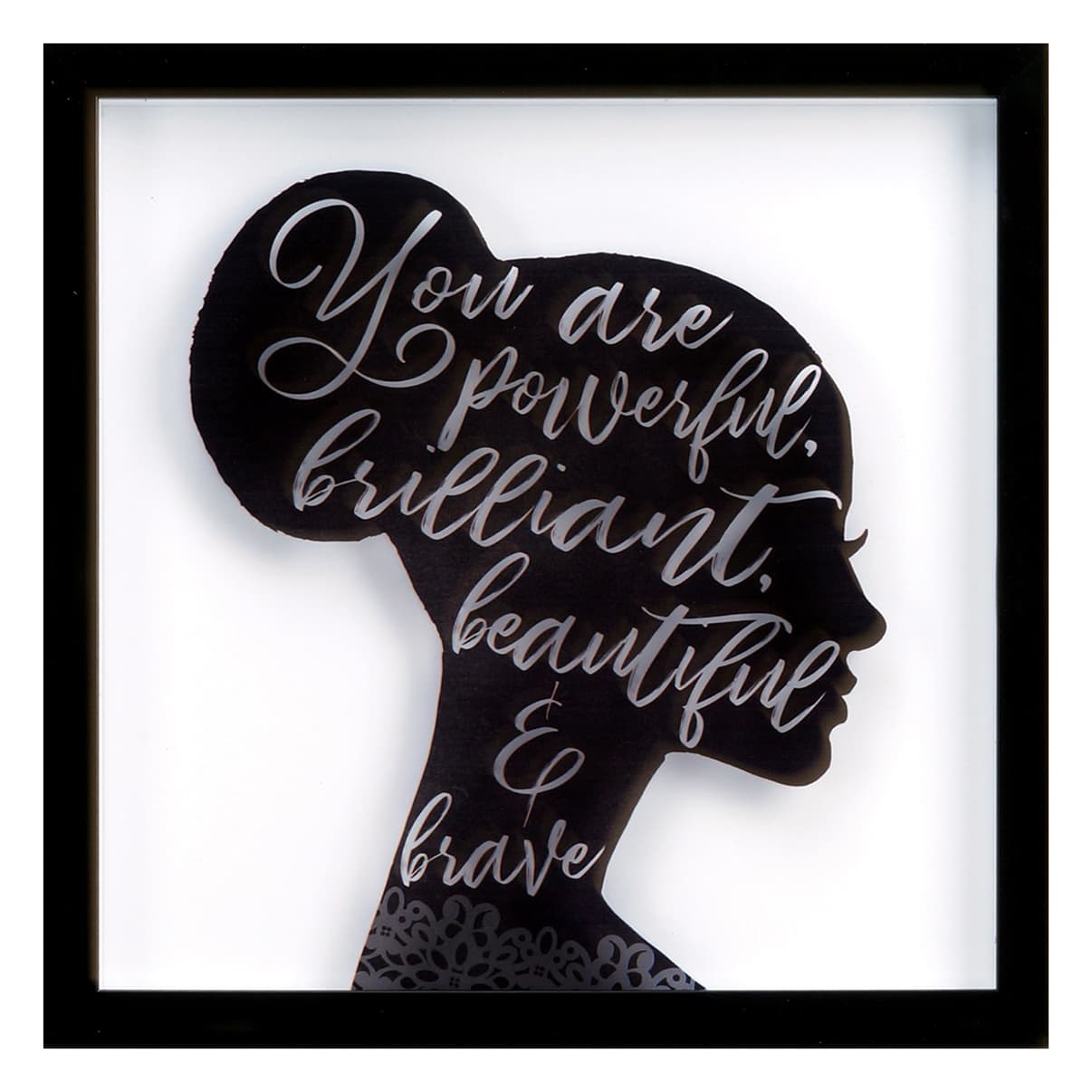 Glass Framed Inspirational Silhouette Wall Decor, 13"