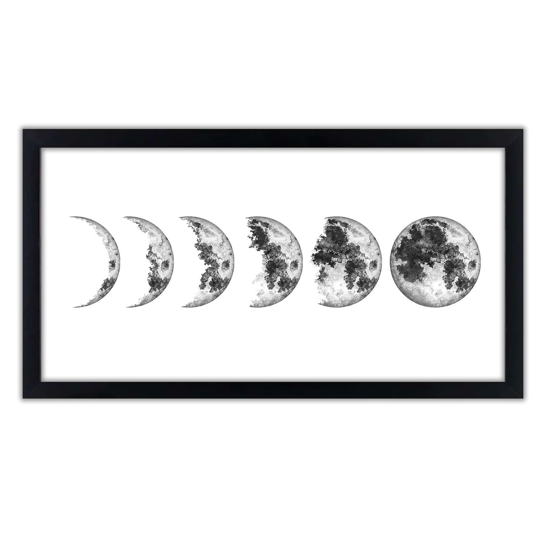 Glass Framed Moon Phases Print Wall Art, 26x14