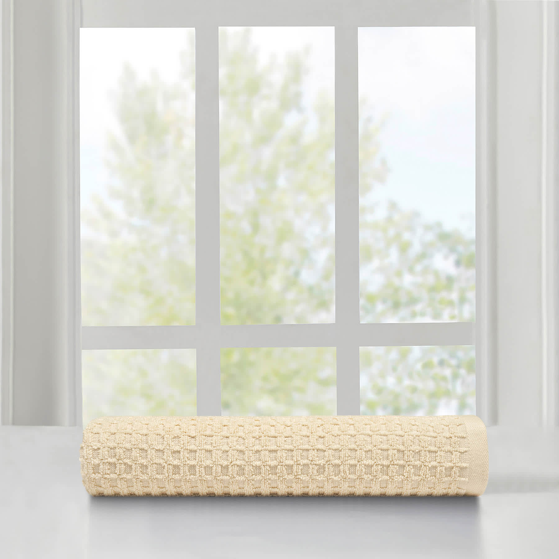 Crosby St. Ivory Terry Waffle Cotton Bath Towel, 30x54