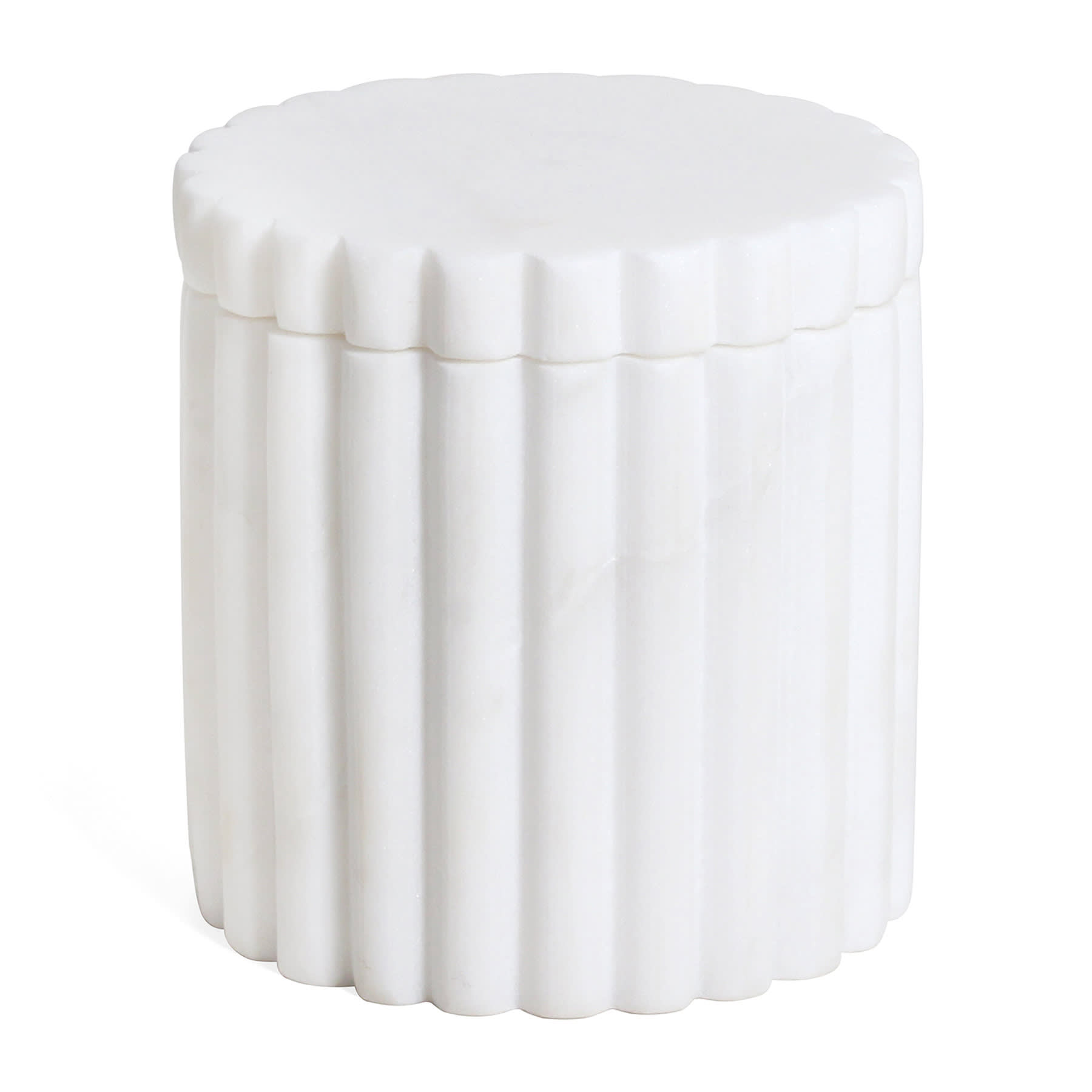 Found & Fable White Ribbed Marble Box