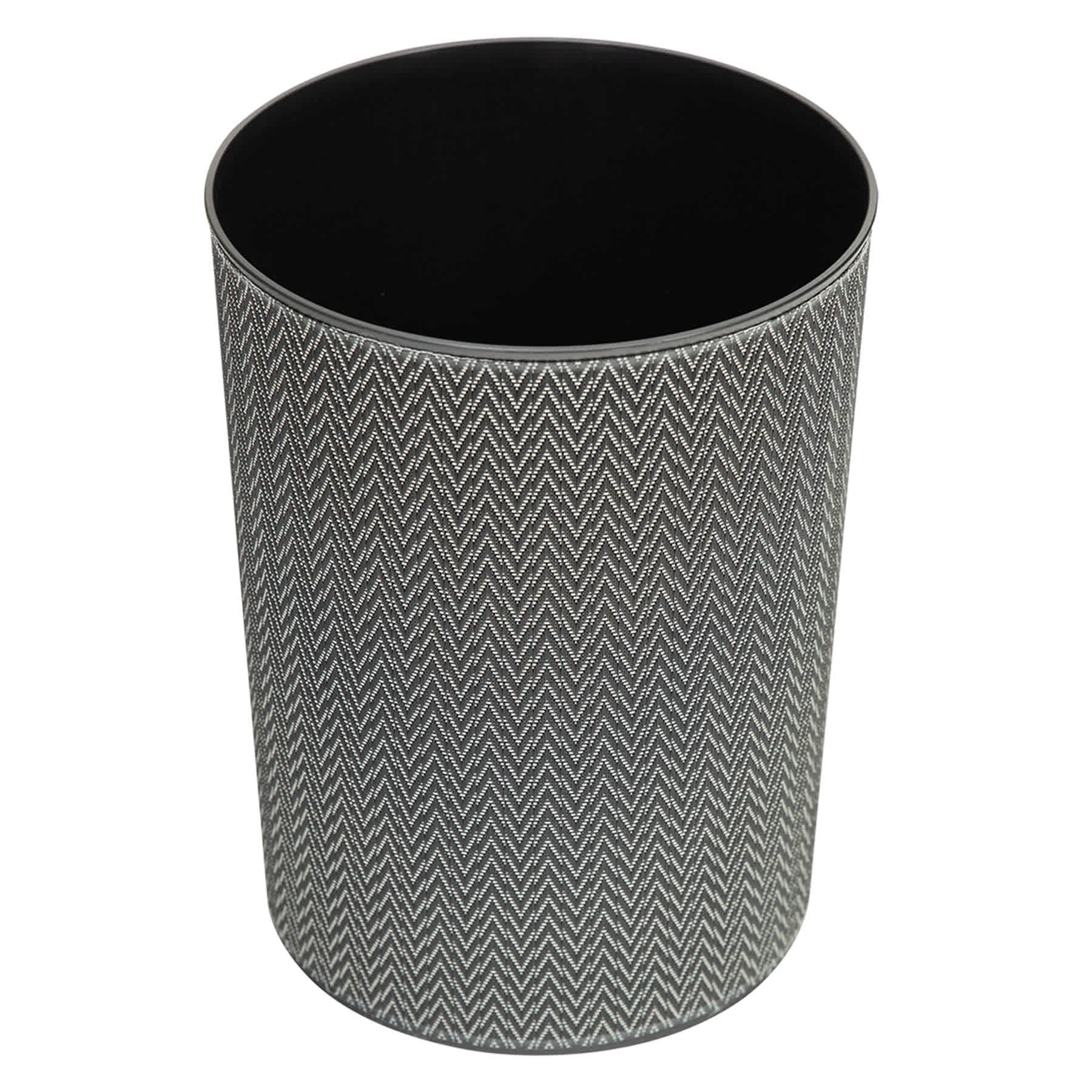 Deco Black Chevron Wastebasket, 18"
