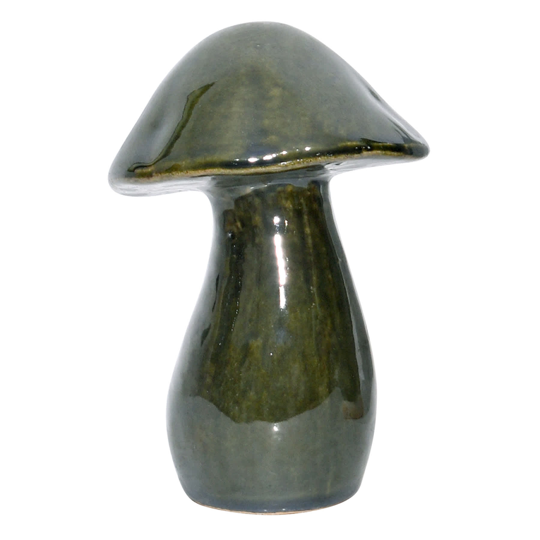 Olive Terra Ceramic Mushroom Figurine, 7"