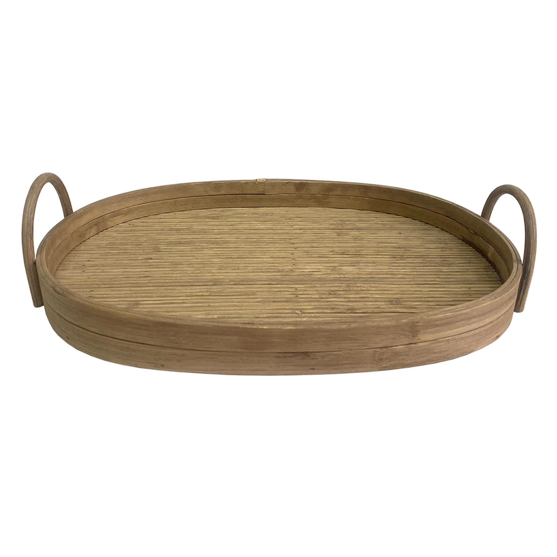 Found & Fable Natural Wooden Decorative Tray with Loop Handles, 15"